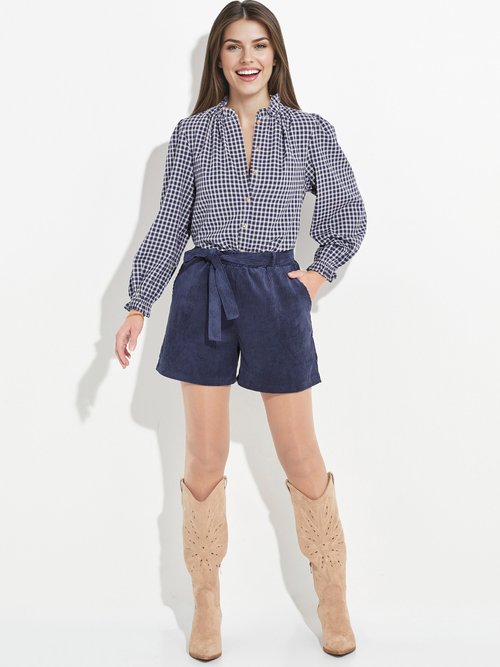 Short en velours à grosses cotes Femme Bleu TM-SIFA SF1