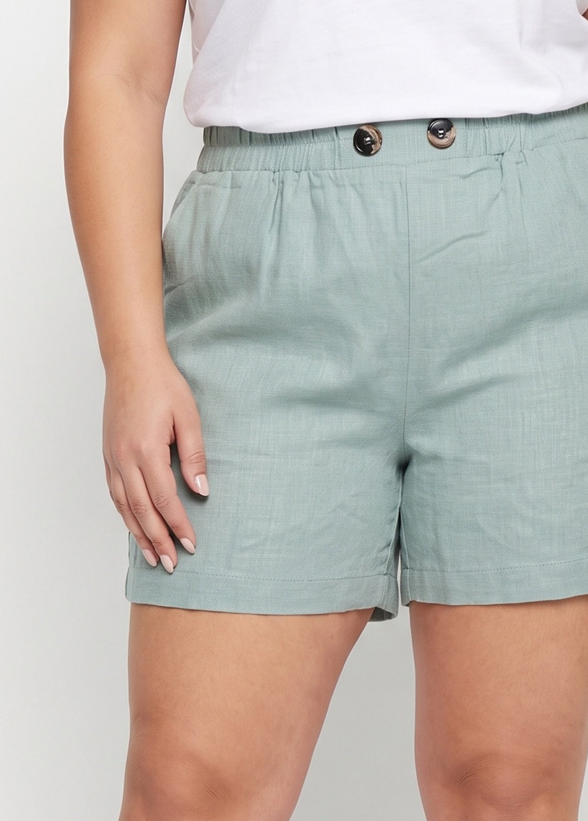 Short large élastiqué avec lin Femme Vert ATT-AT2018 DE1