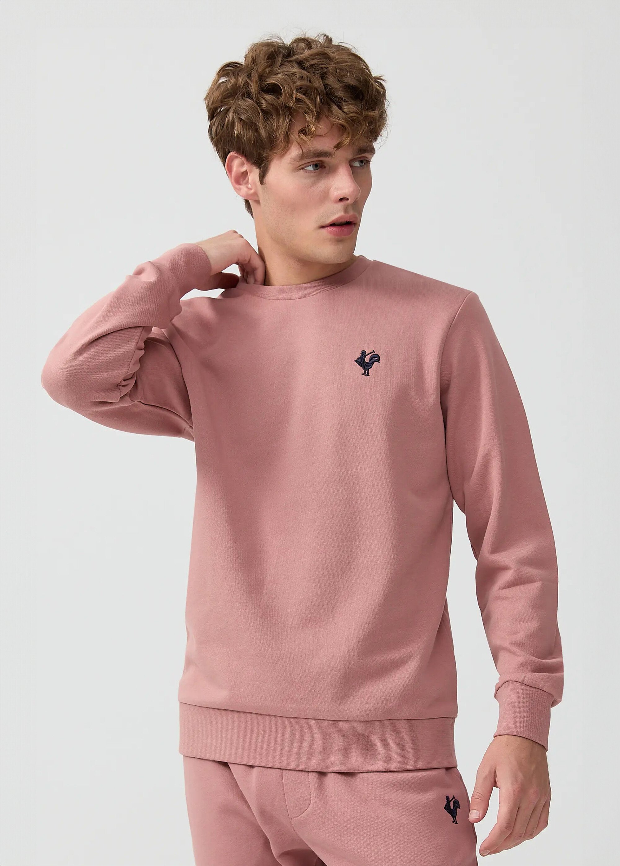 Sweat molletonné col rond manches longues Rose MFK-MORIN FA2