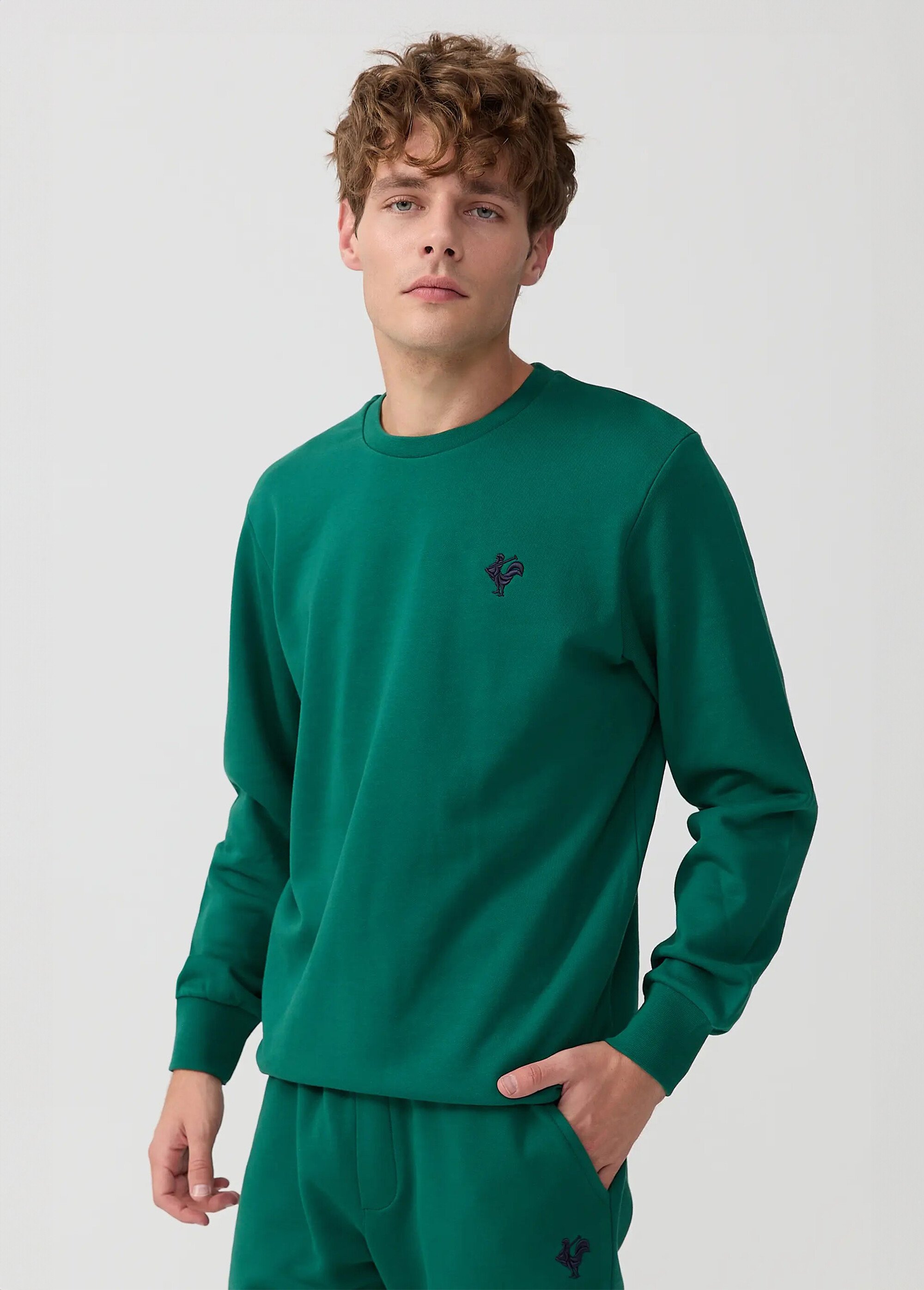 Sweat molletonné col rond manches longues Vert MFK-MORIN FA2