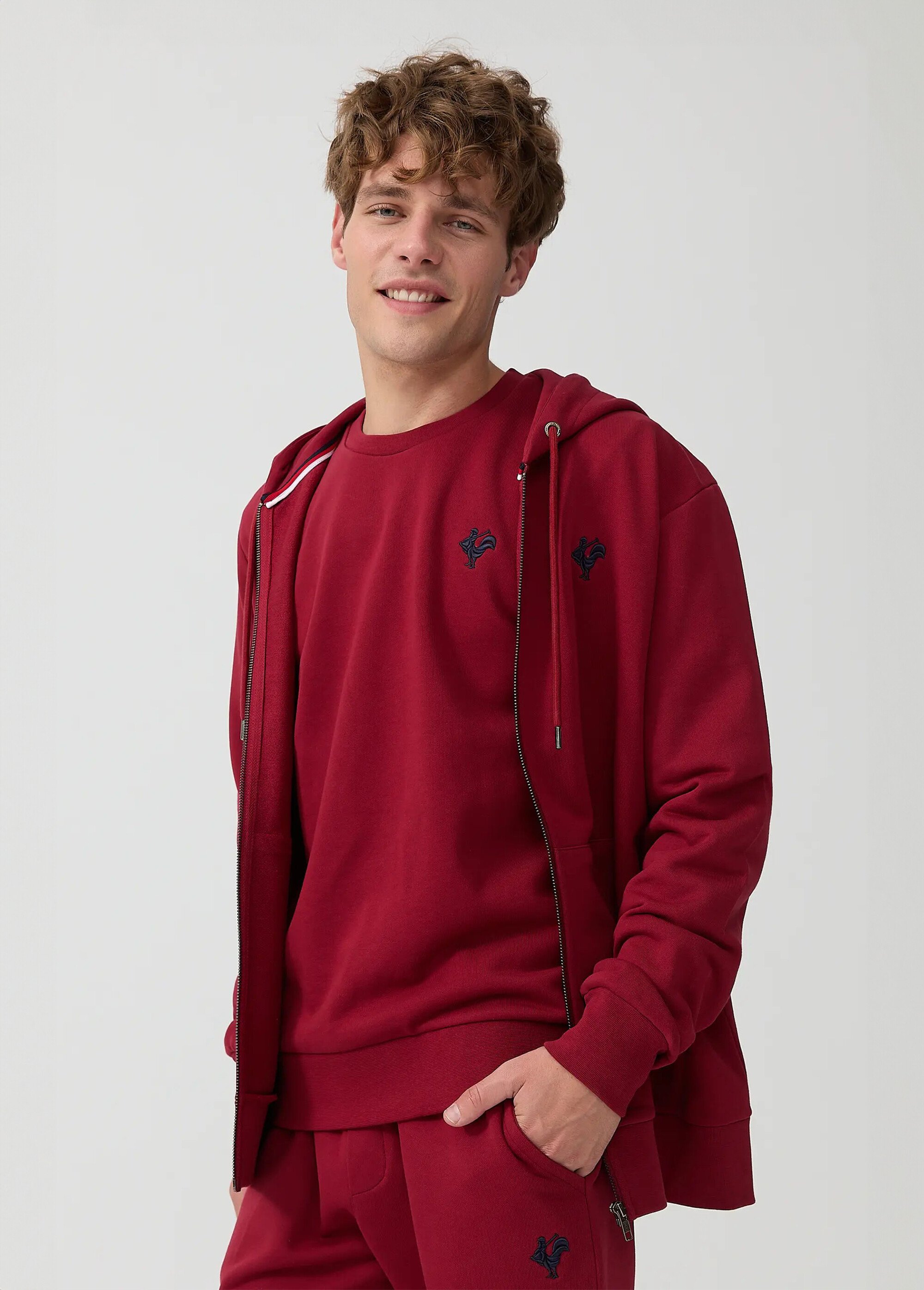 Sweat molletonné zippé à capuche Rouge MFK- DUCASSE FA2