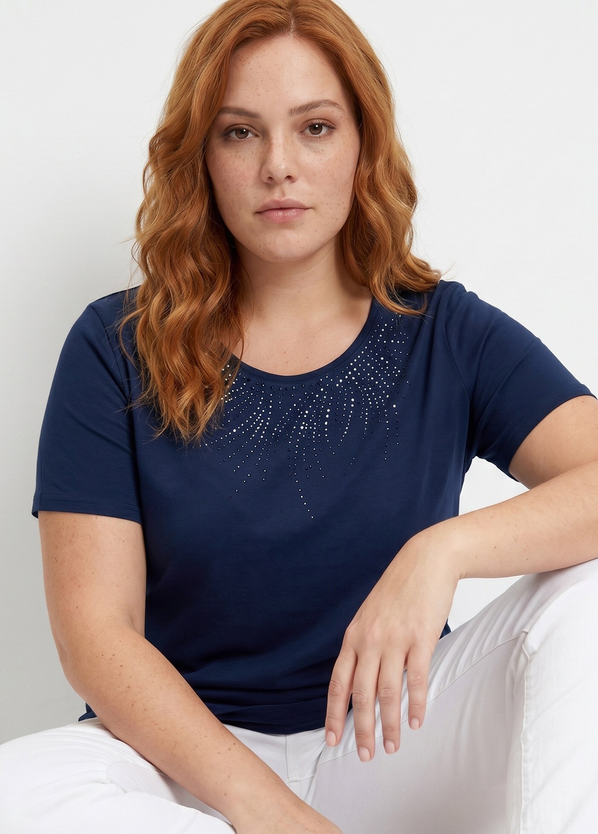 T-shirt court manches courtes Femme Grande Taille Bleu COTINGA MV1