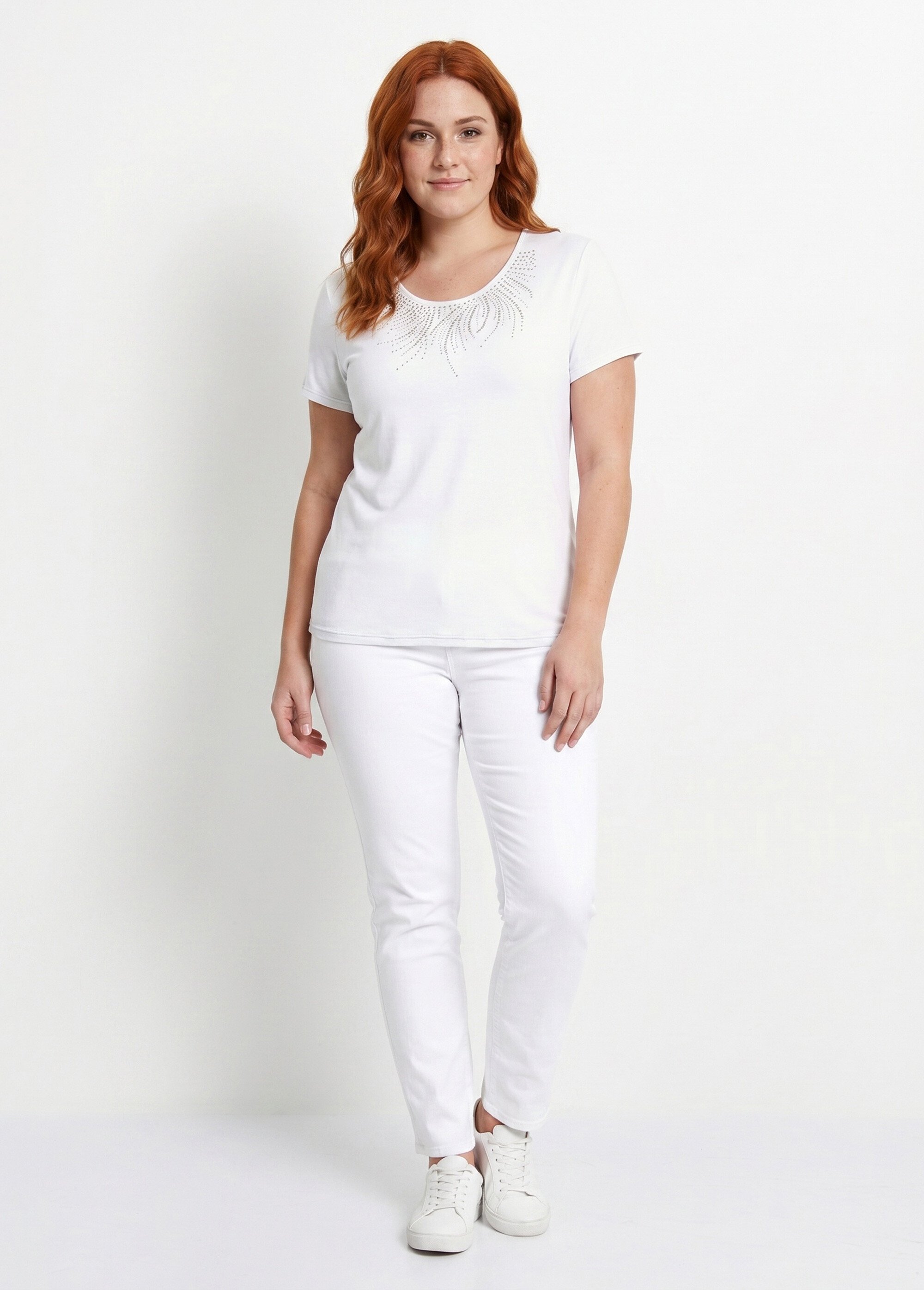 T-shirt court manches courtes Femme Grande Taille Blanc COTINGA SI1
