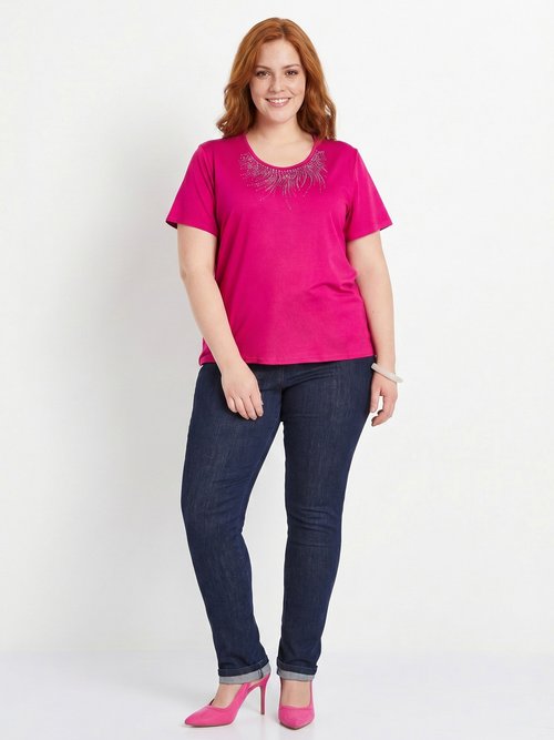T-shirt court manches courtes Femme Grande Taille Rose COTINGA SI1