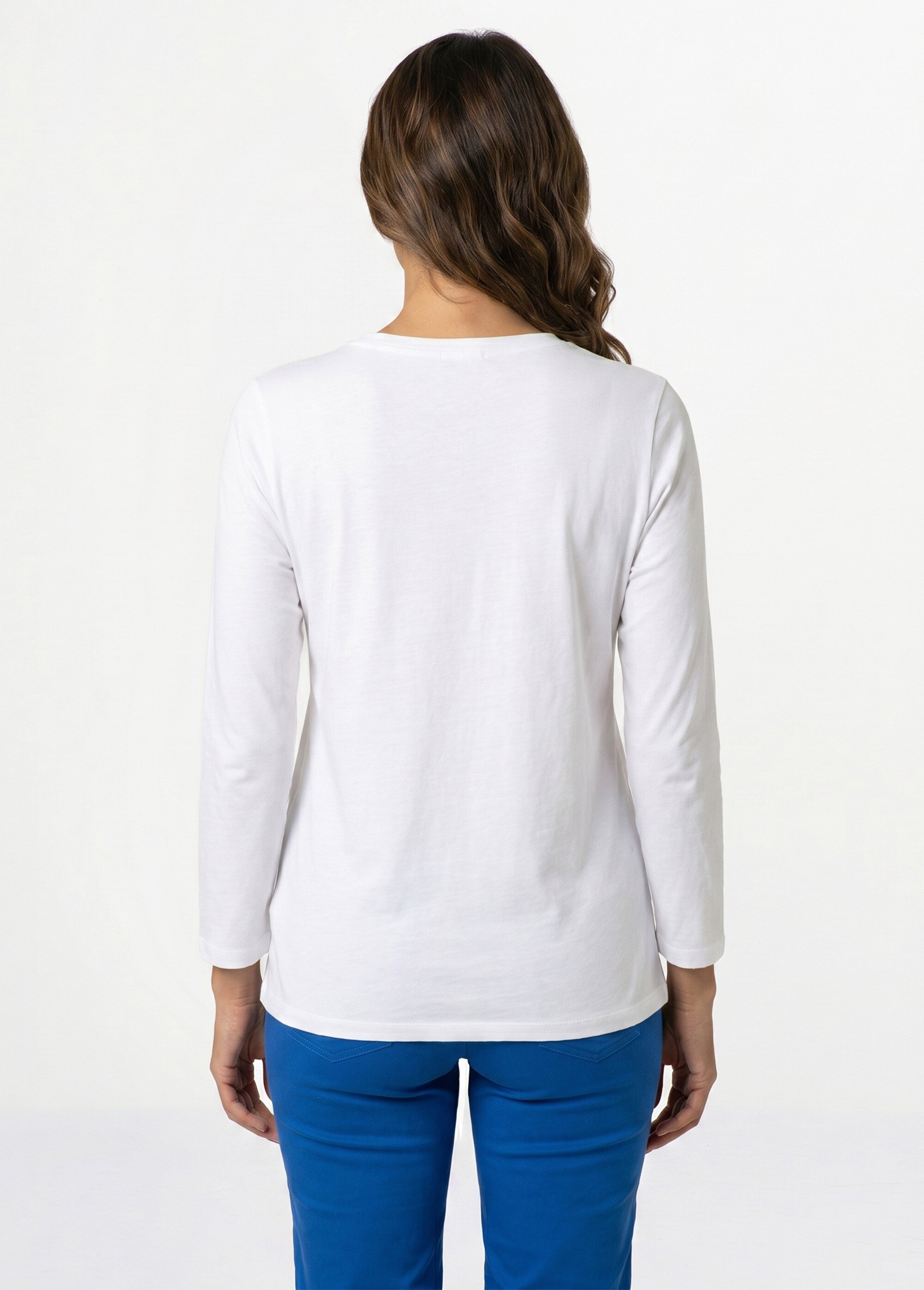 T-shirt manches 3/4 coton et macramé Femme Blanc CALZAN DO1