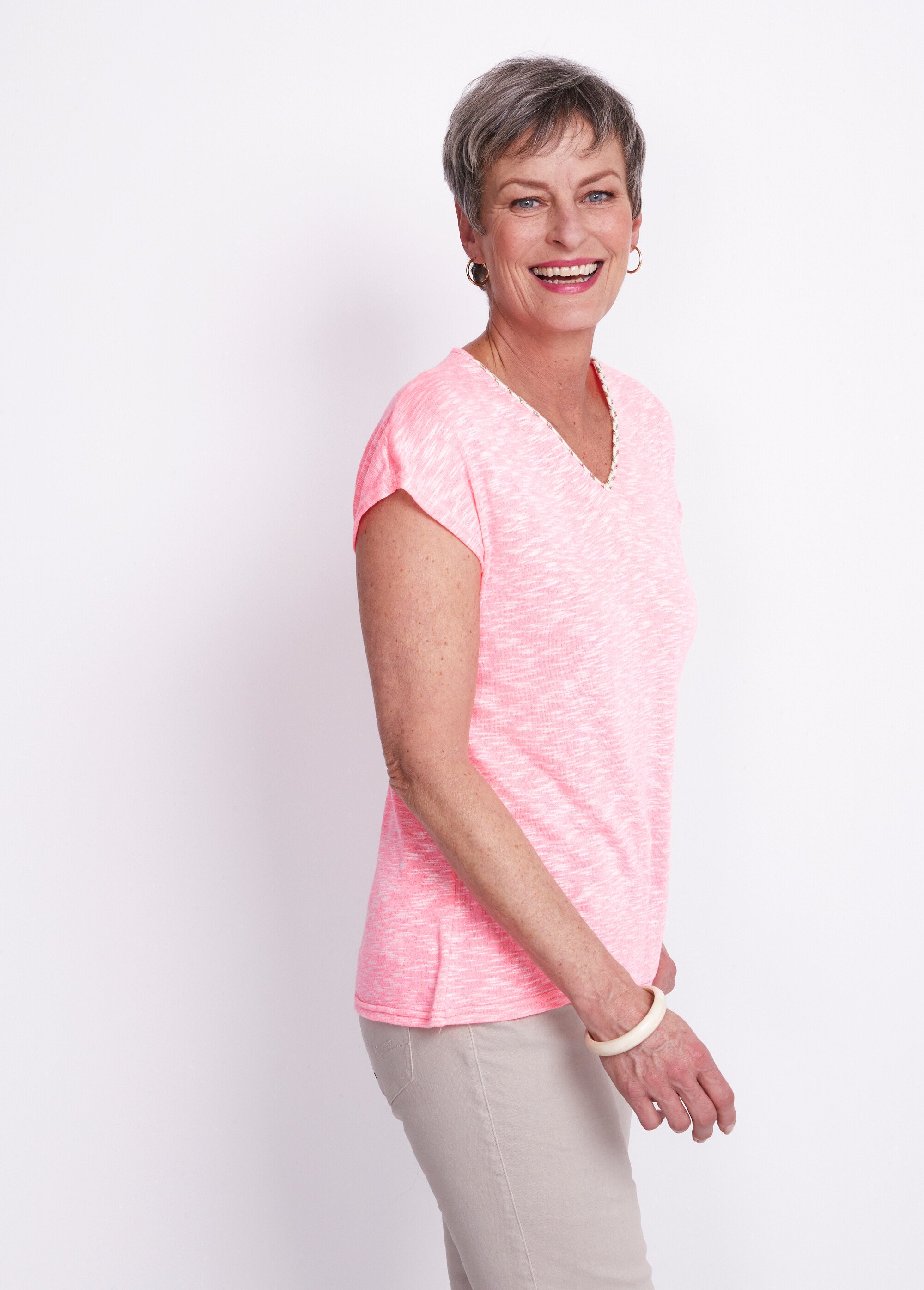 T-shirt court fluo Femme Rose CABOCEL DR1