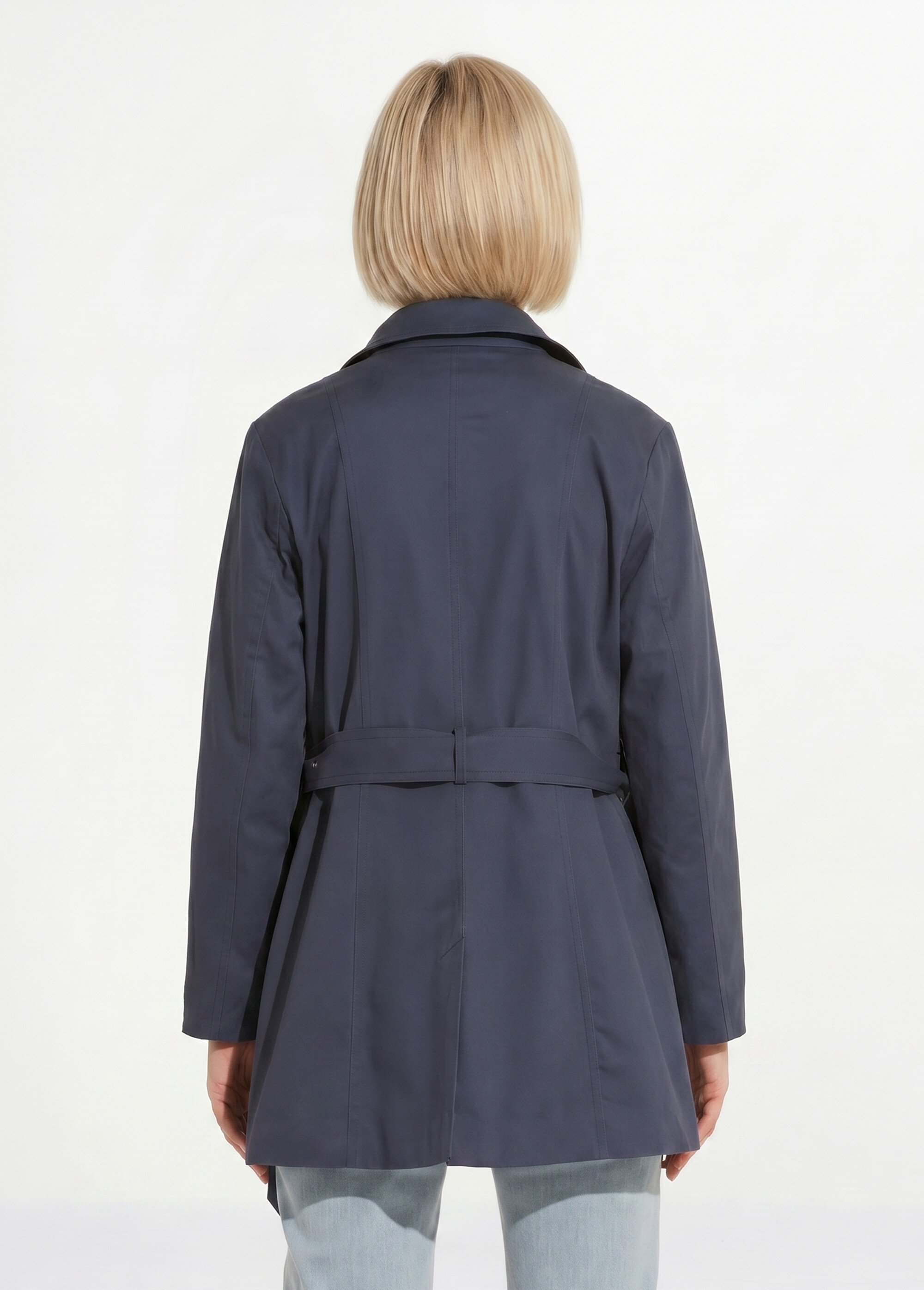Trench court double boutonnage uni col pointu