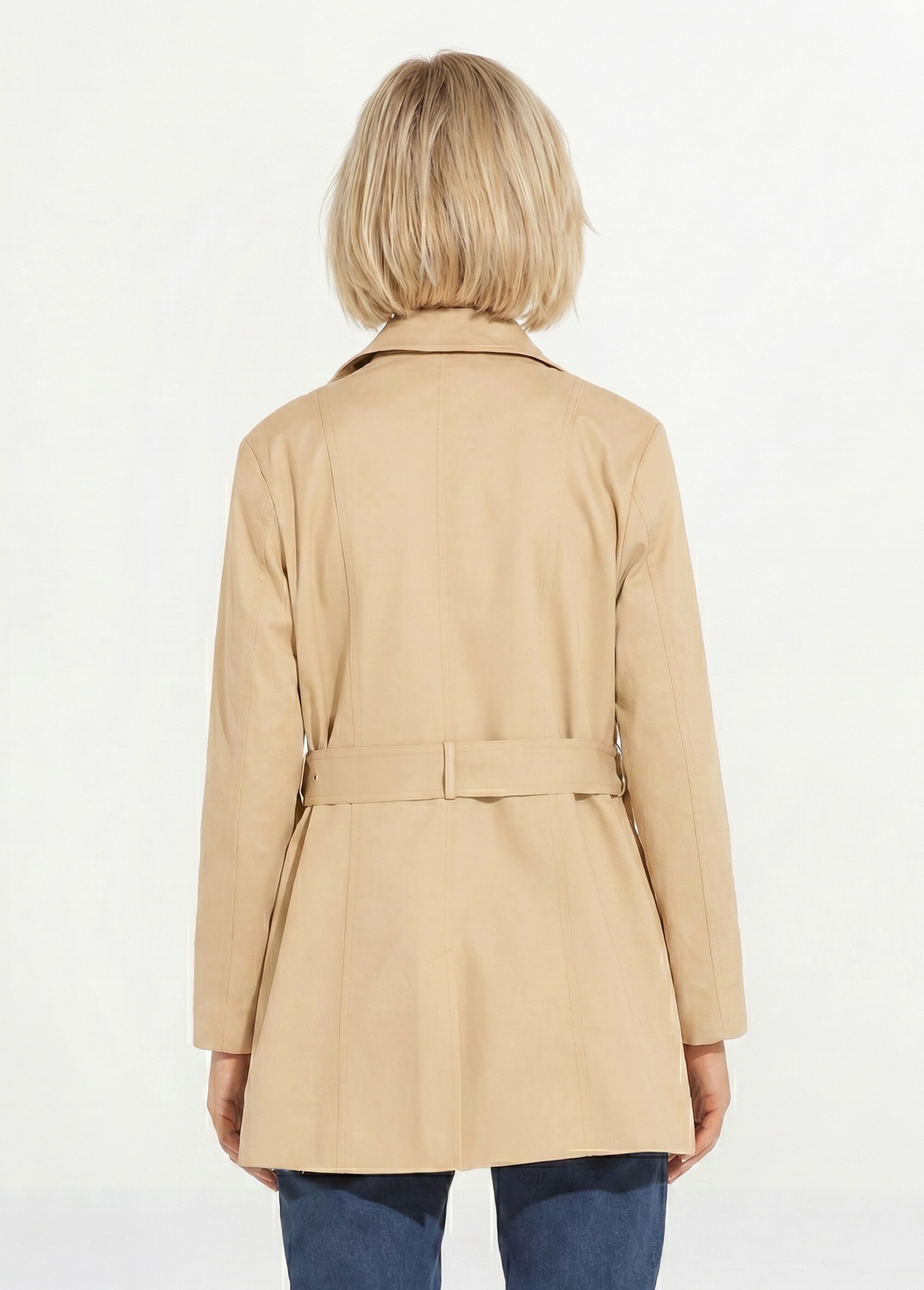 Trench court double boutonnage uni col pointu Femme Beige TOSCA DO1