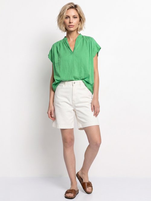 Tunique en coton léger encolure en V Femme Vert AND-83348 SI1