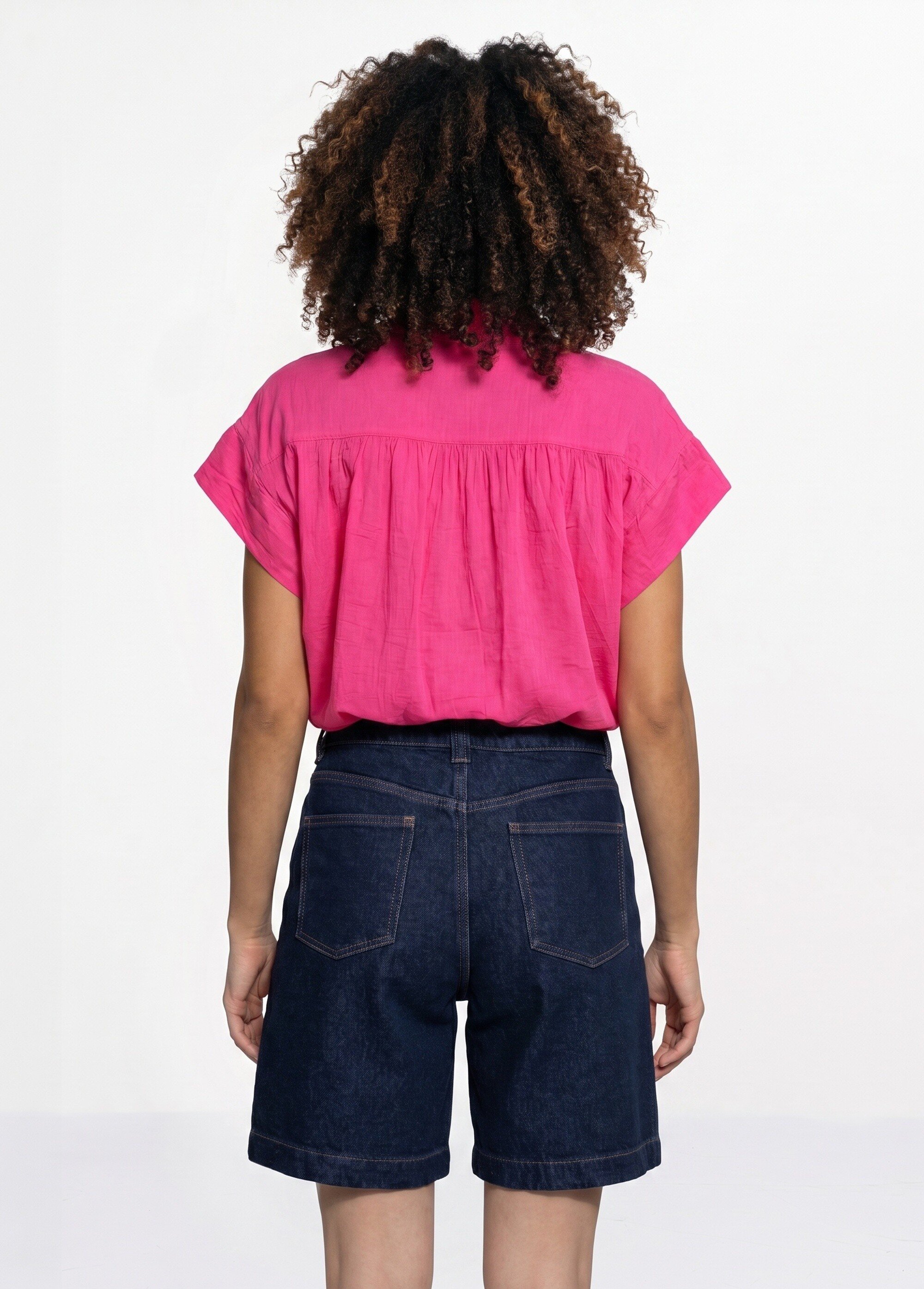 Tunique en coton léger encolure en V Femme Rose AND-83348 DO1