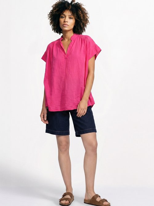 Tunique en coton léger encolure en V Femme Rose AND-83348 SI1