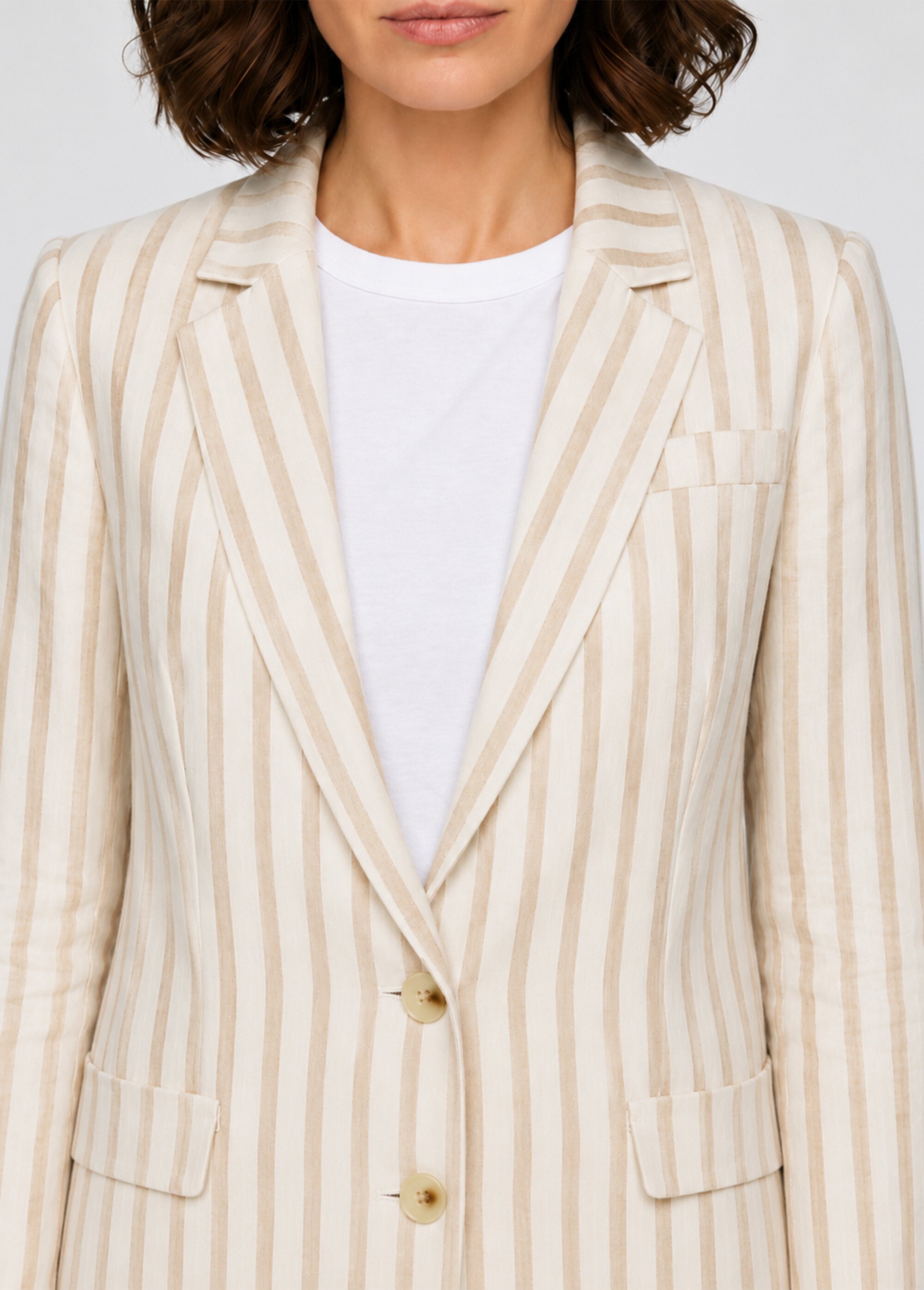 Veste col tailleur, rayures  métallisées Femme Beige ATT-ATN25648 DE1