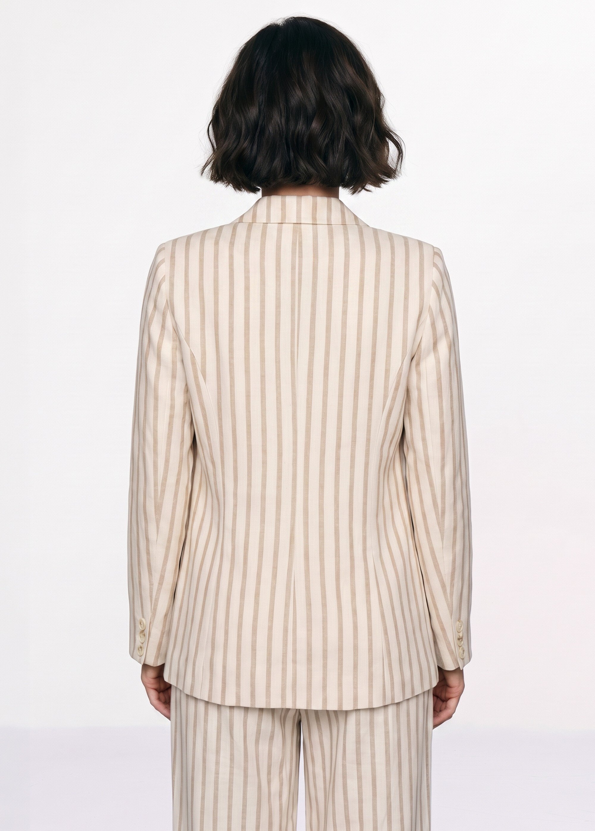 Veste col tailleur, rayures  métallisées Femme Beige ATT-ATN25648 DO1