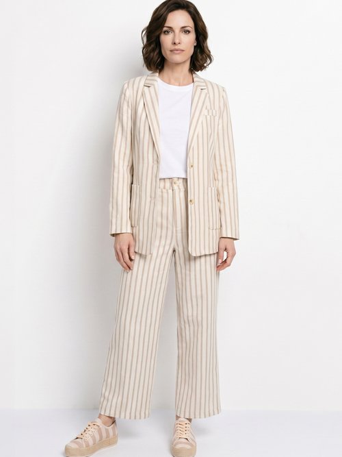 Veste col tailleur, rayures métallisées Femme Beige ATT-ATN25648 SI1