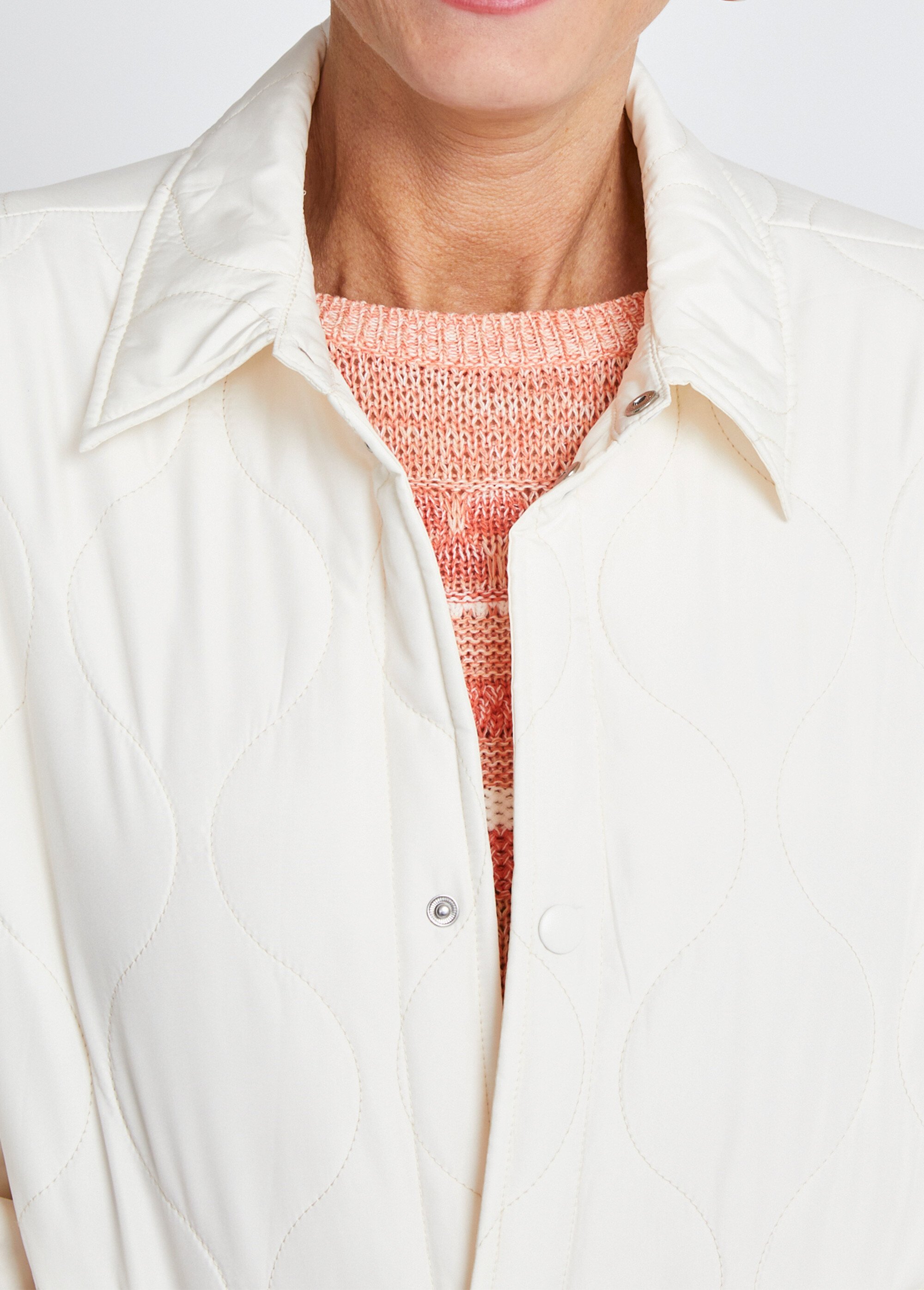 Veste courte matelassée pressionnée Femme Beige TROPIQUE DE1