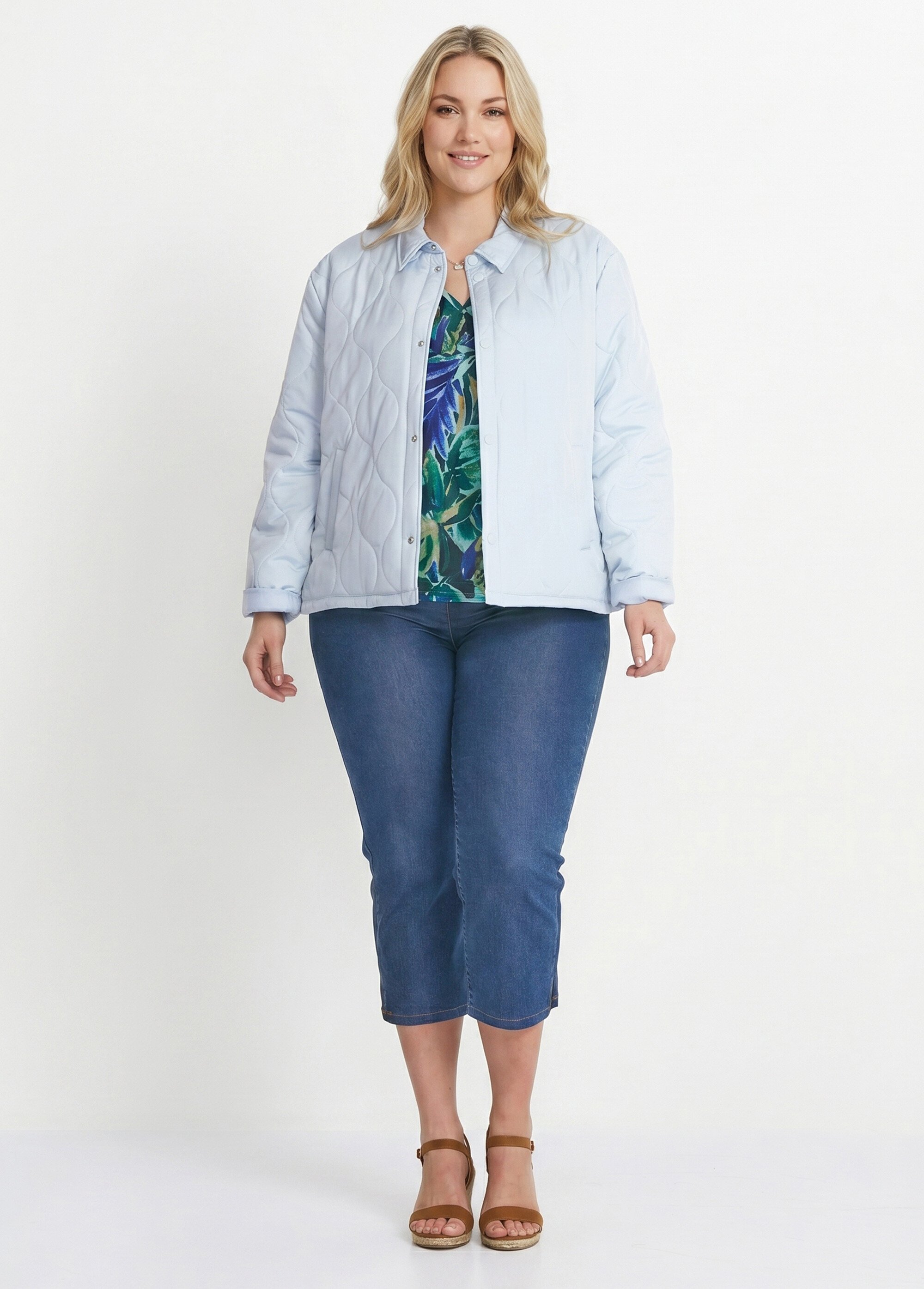 Veste courte matelassée pressionnée Femme Grande Taille Bleu TROPIQUE SI1