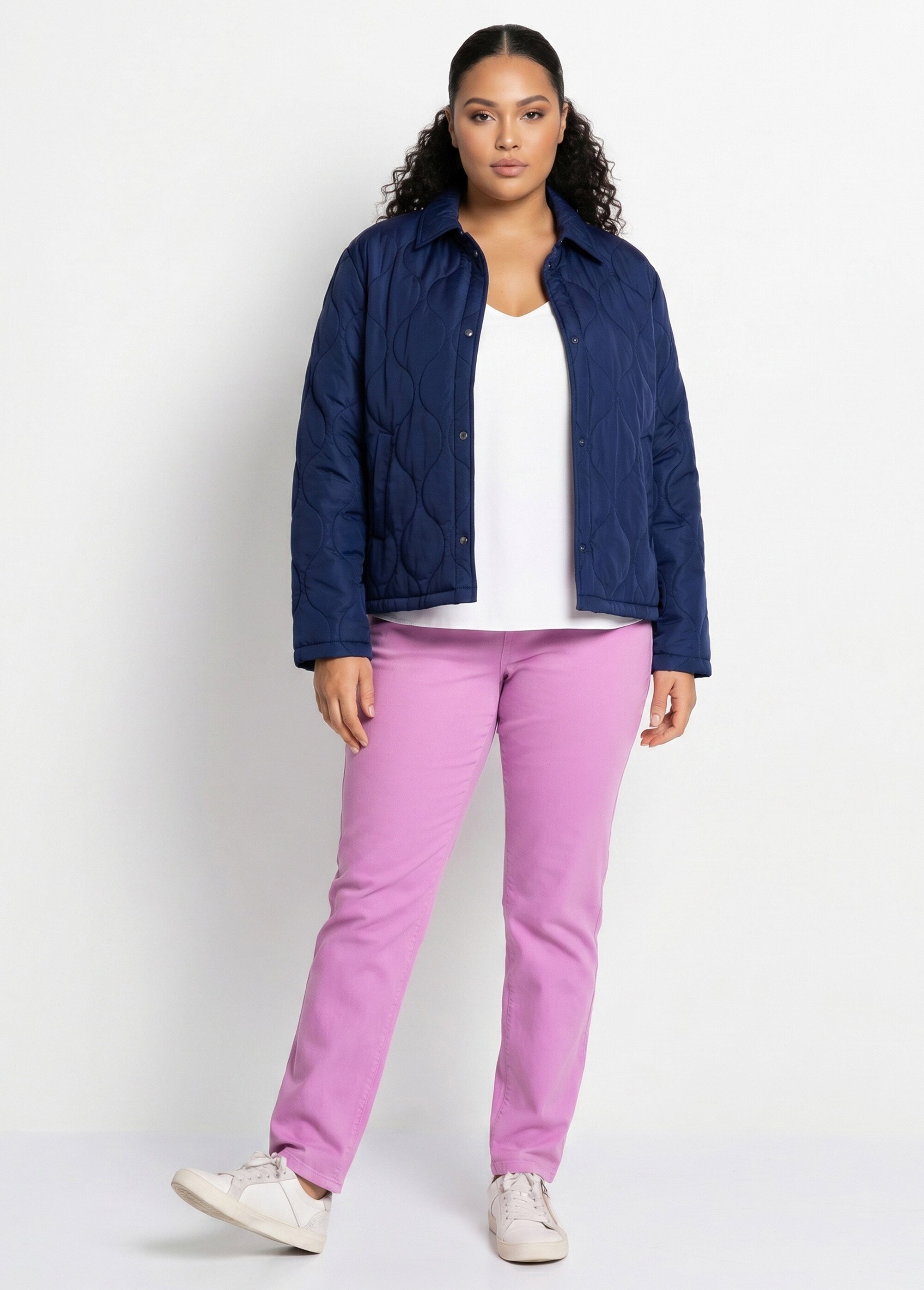 Veste courte matelassée pressionnée Femme Grande Taille Bleu TROPIQUE SI1