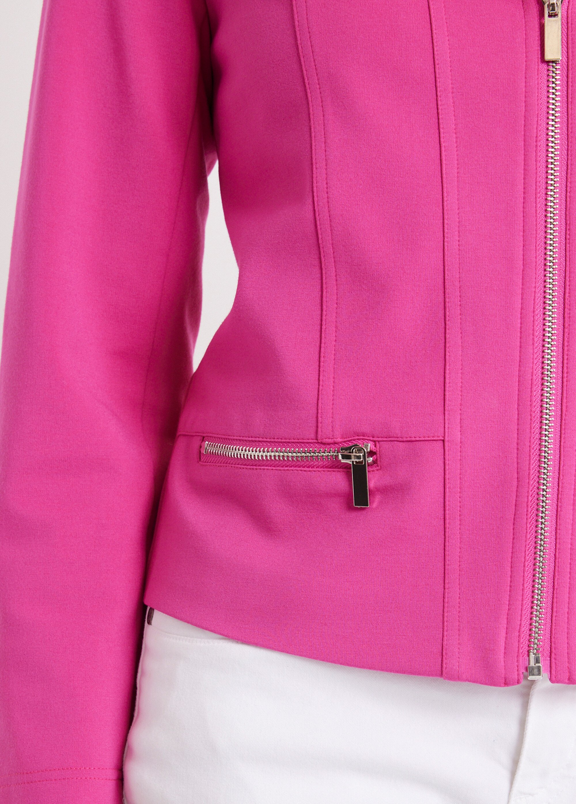 Veste courte zippée droite maille milano