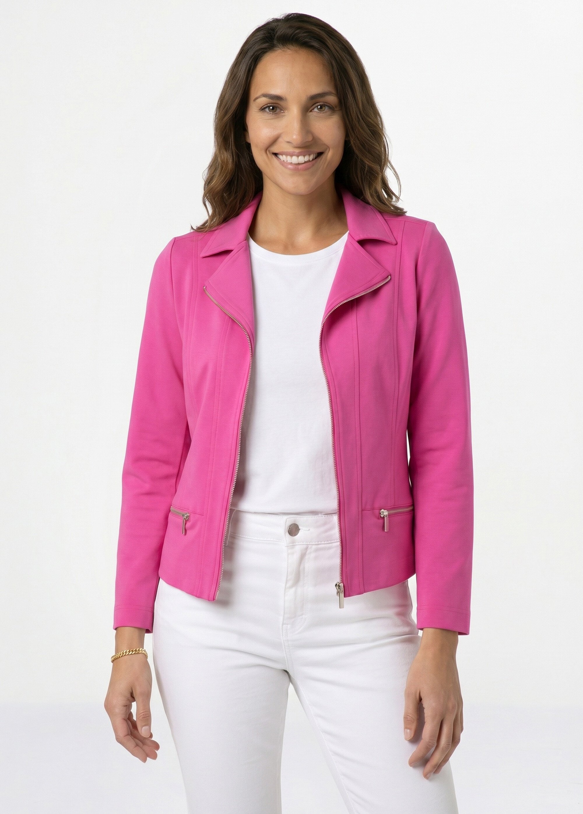 Veste courte zippée droite maille milano Femme Rose TRIOLET FA1