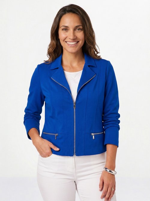 Veste courte zippée droite maille milano Femme Bleu TRIOLET FA1