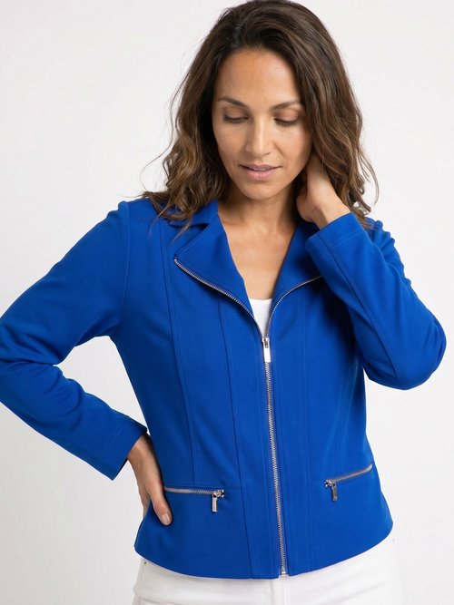 Veste courte zippée droite maille milano Femme Bleu TRIOLET MV1