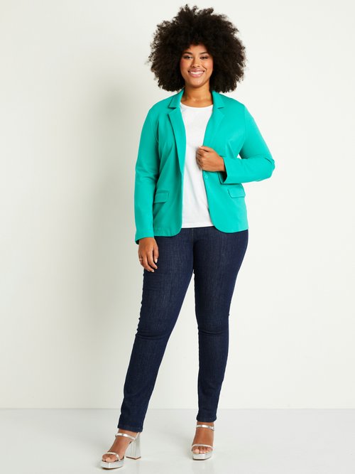 Veste droite boutonnée maille milano unie Femme Grande Taille Vert TISSERAND SF1