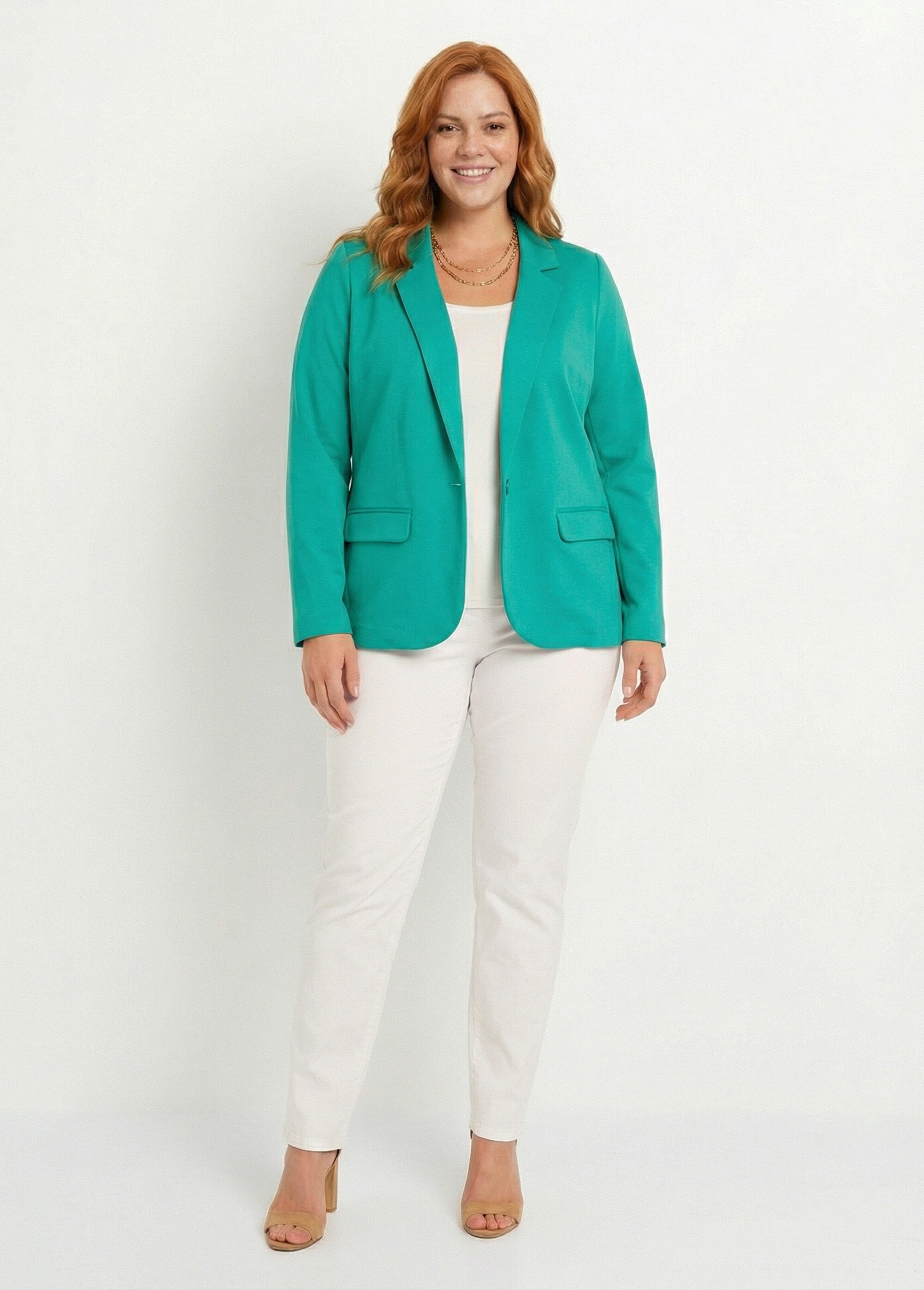 Veste droite boutonnée maille milano unie Femme Grande Taille Vert TISSERAND SI1