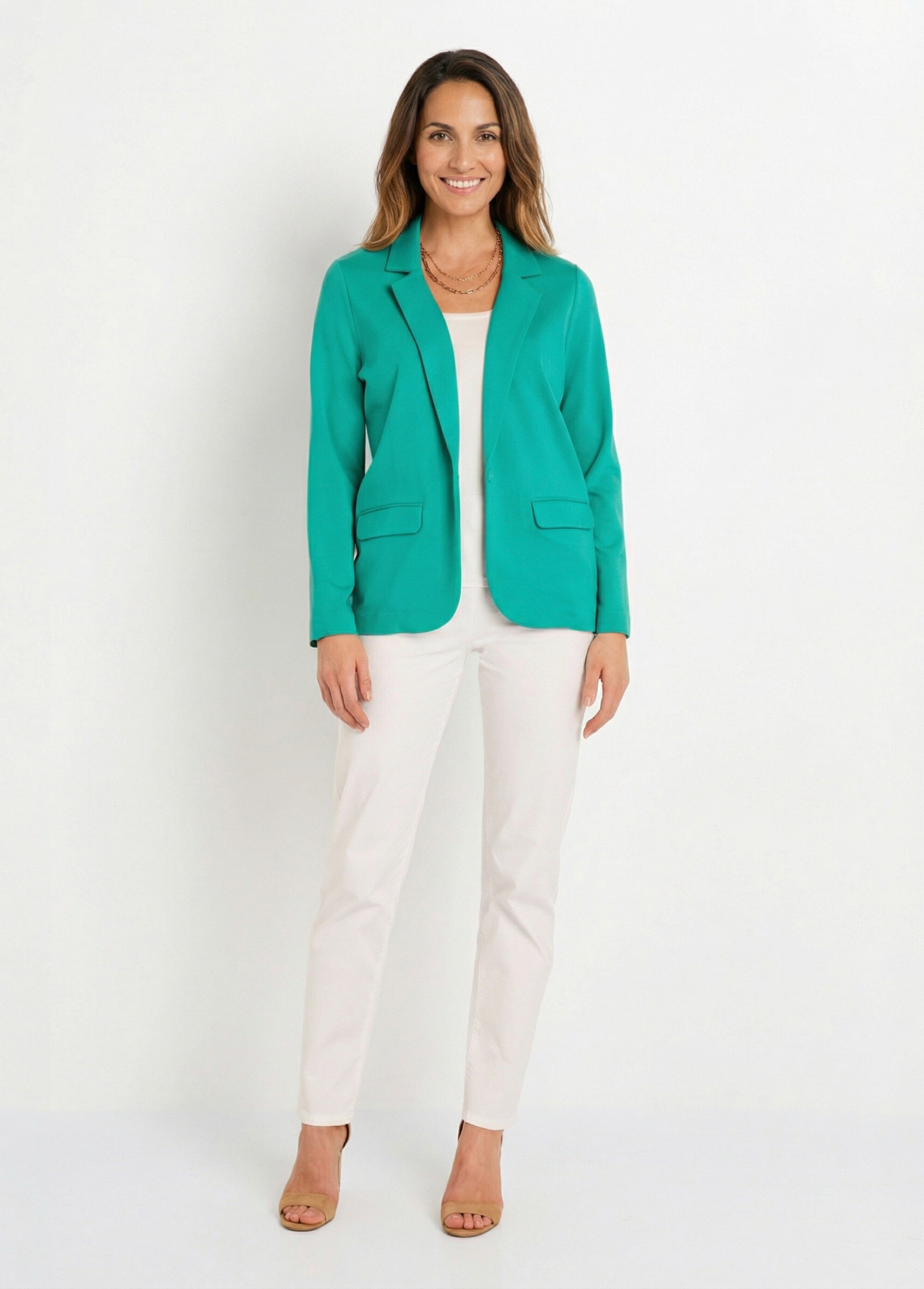 Veste droite boutonnée maille milano unie Femme Vert TISSERAND SI1