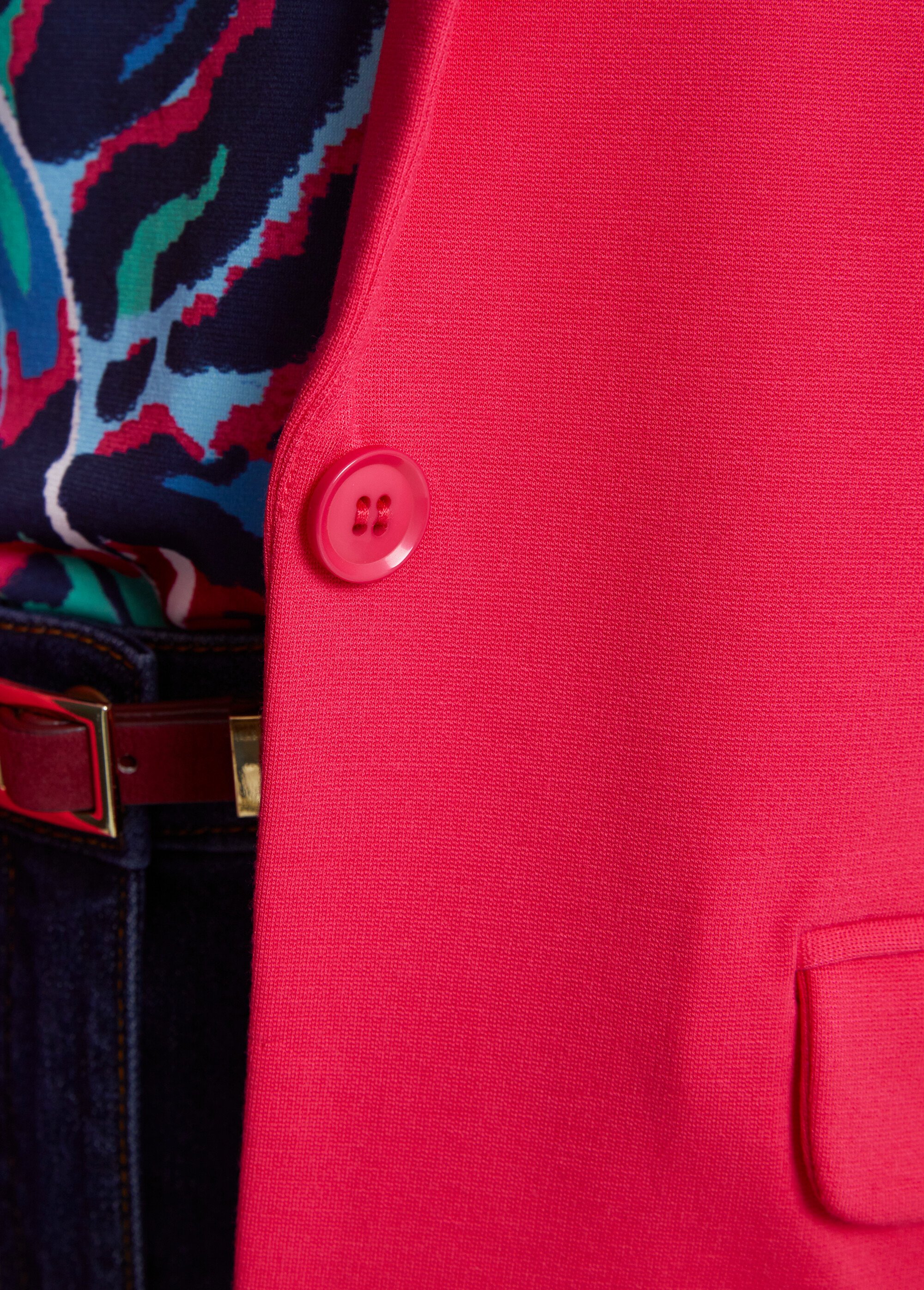 Veste droite boutonnée maille milano unie Femme Rose TISSERAND DE2