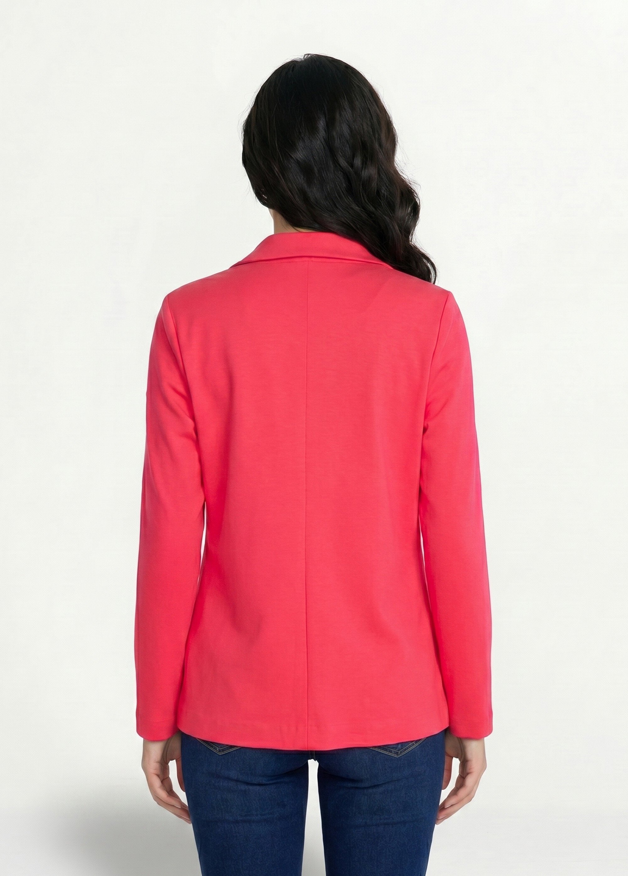 Veste droite boutonnée maille milano unie Femme Rose TISSERAND DO1