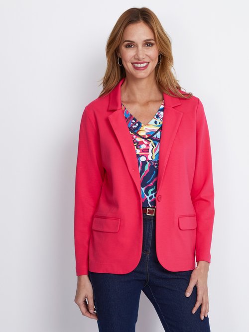 Veste droite boutonnée maille milano unie Femme Rose TISSERAND FA1