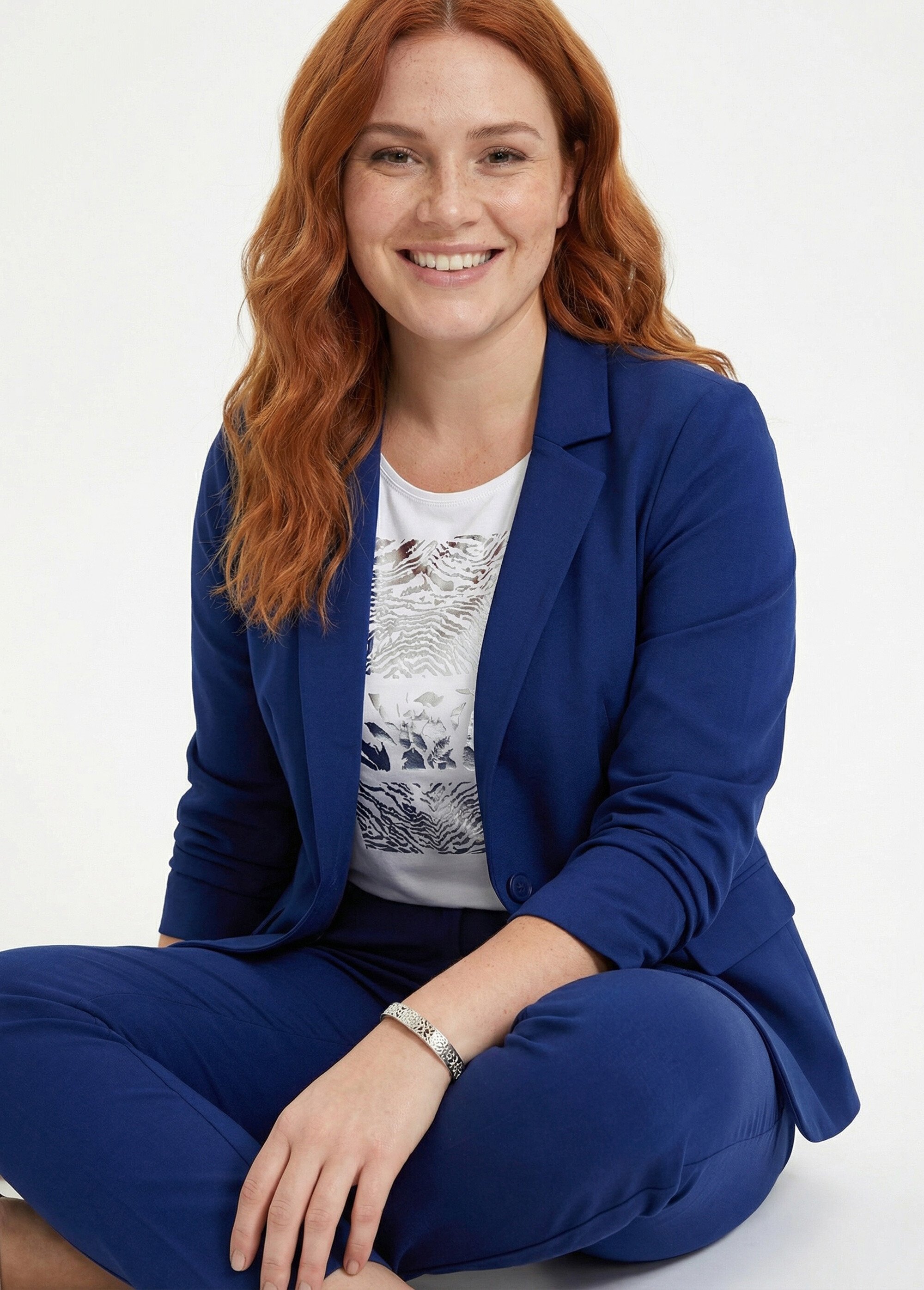 Veste droite boutonnée maille milano unie Femme Grande Taille Bleu TISSERAND MV1