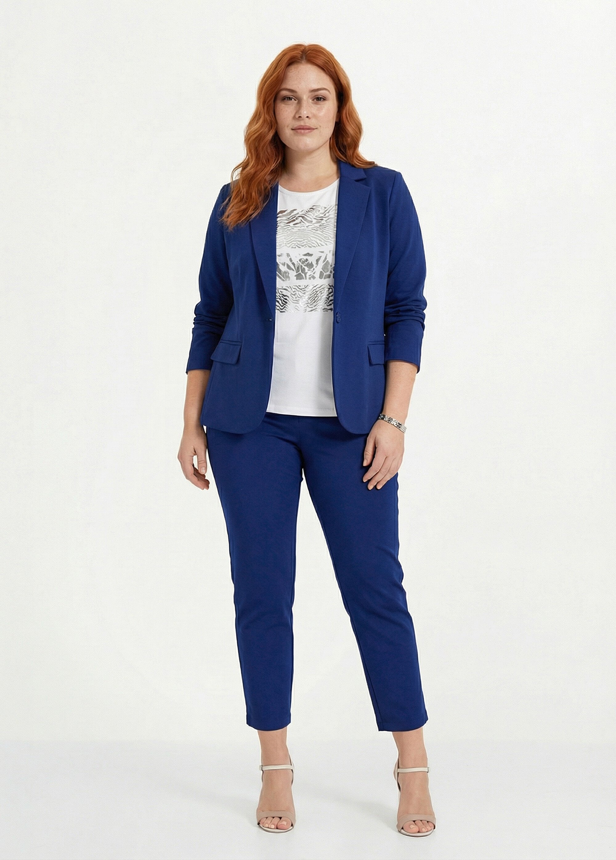 Veste droite boutonnée maille milano unie Femme Grande Taille Bleu TISSERAND SI1