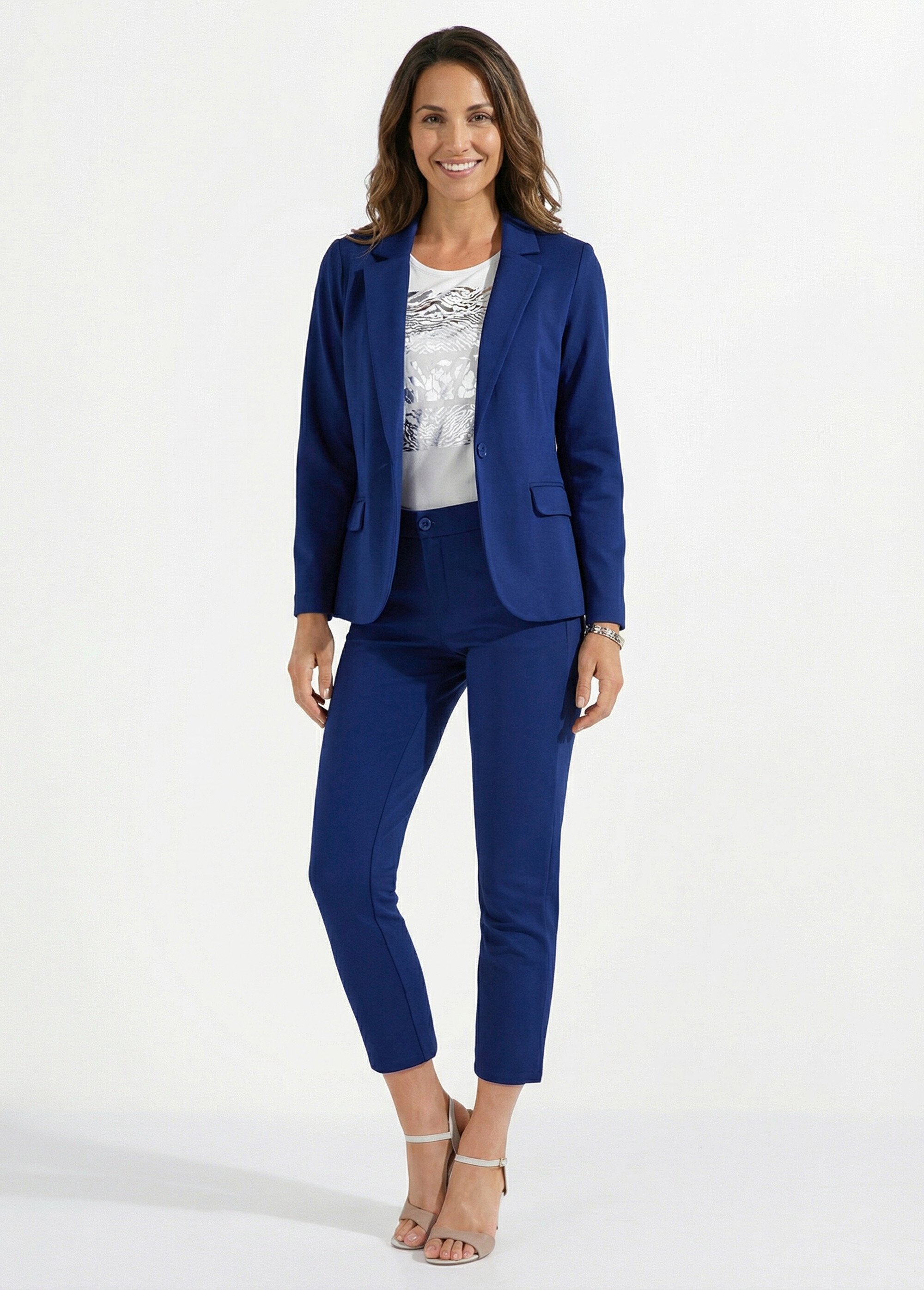 Veste droite boutonnée maille milano unie Femme Bleu TISSERAND SI1