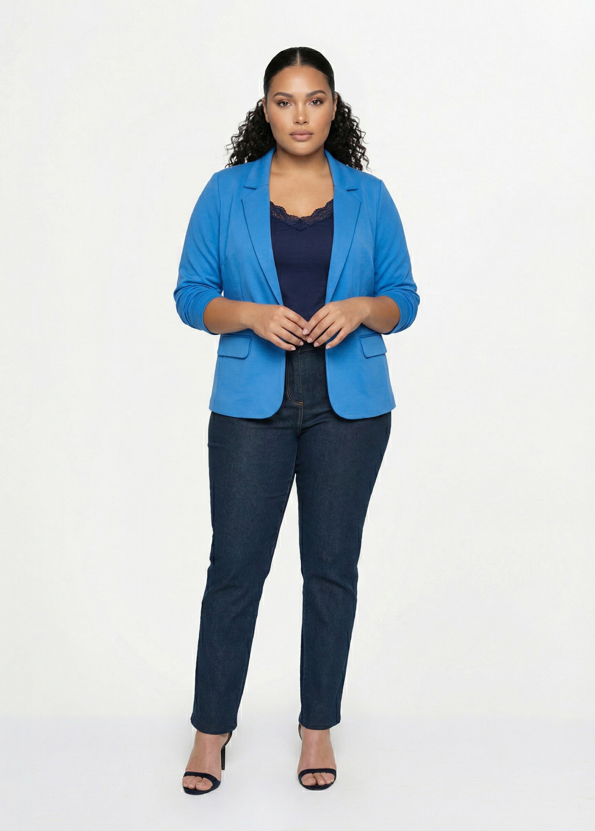 Veste droite boutonnée maille milano unie Femme Grande Taille Bleu TISSERAND SI1