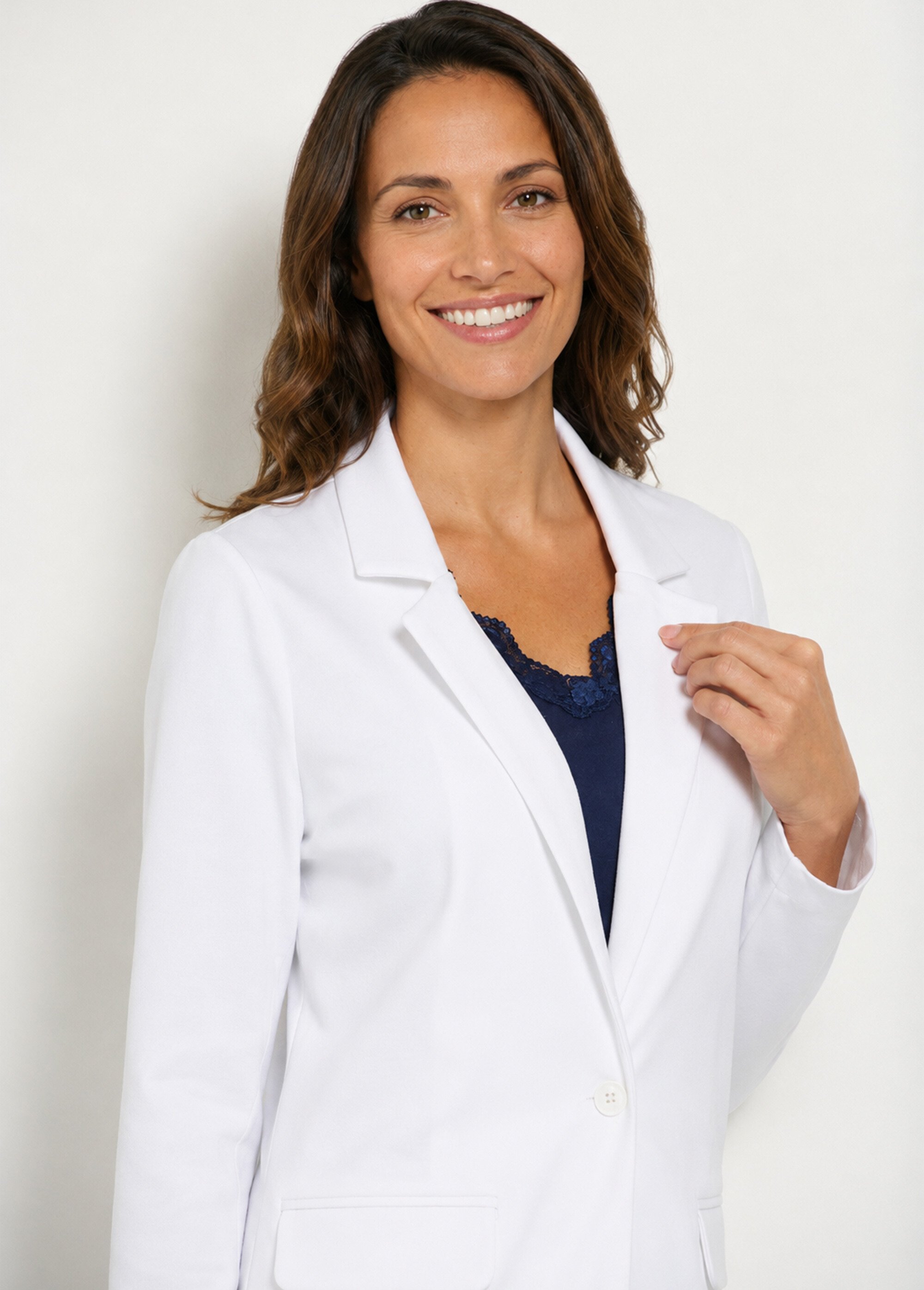 Veste droite boutonnée maille milano unie Femme Blanc TISSERAND DE1