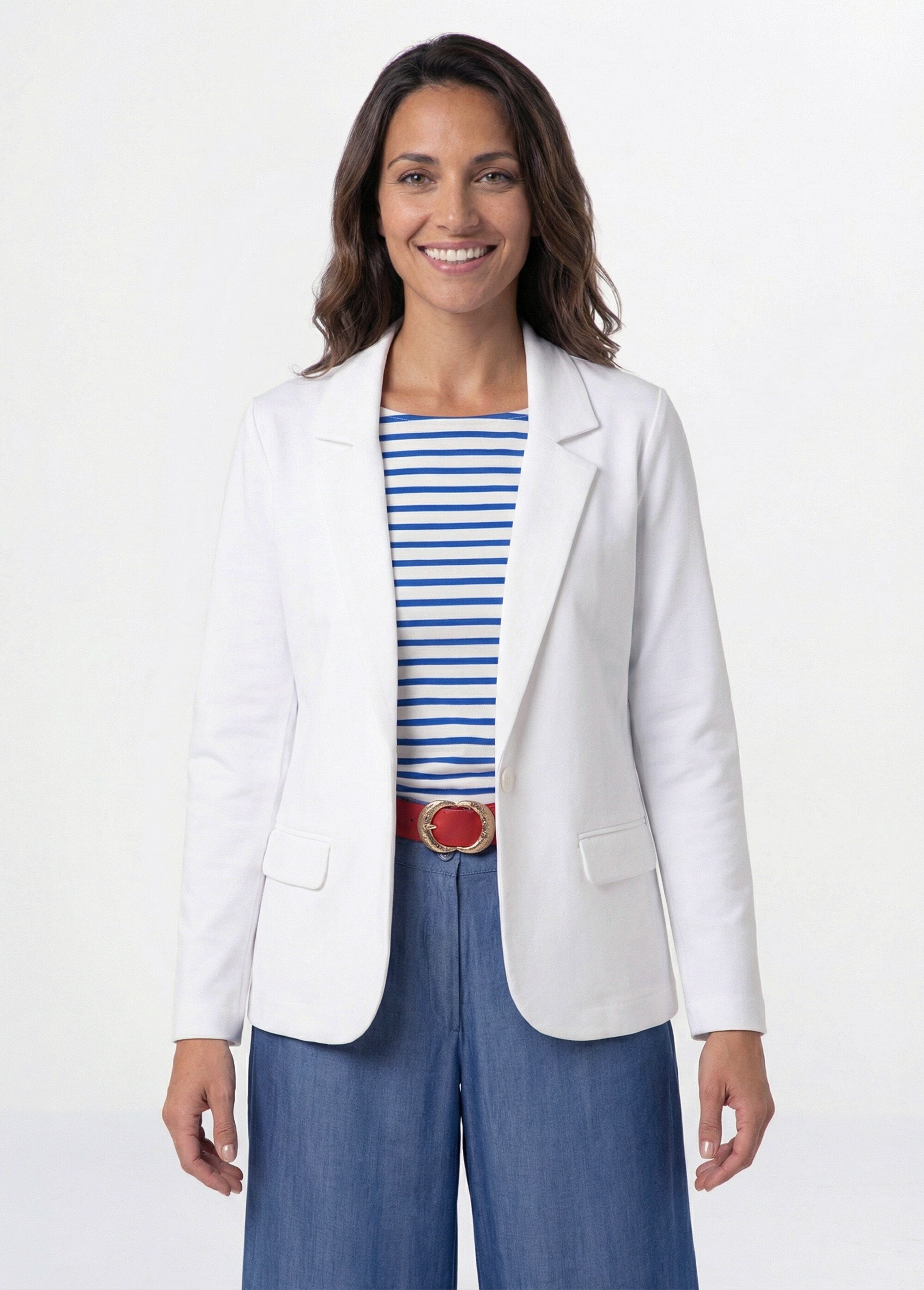 Veste droite boutonnée maille milano unie Femme Blanc TISSERAND FA1