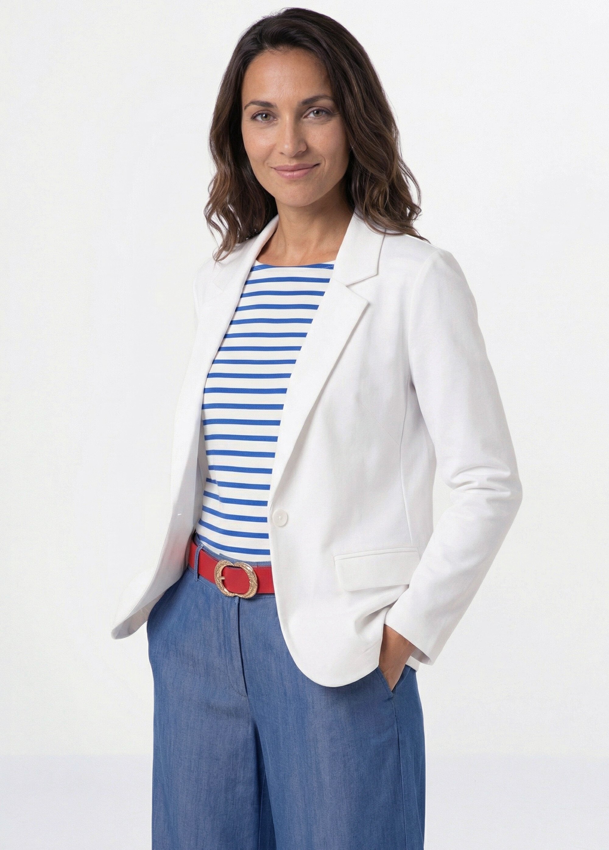 Veste droite boutonnée maille milano unie Femme Blanc TISSERAND MV1