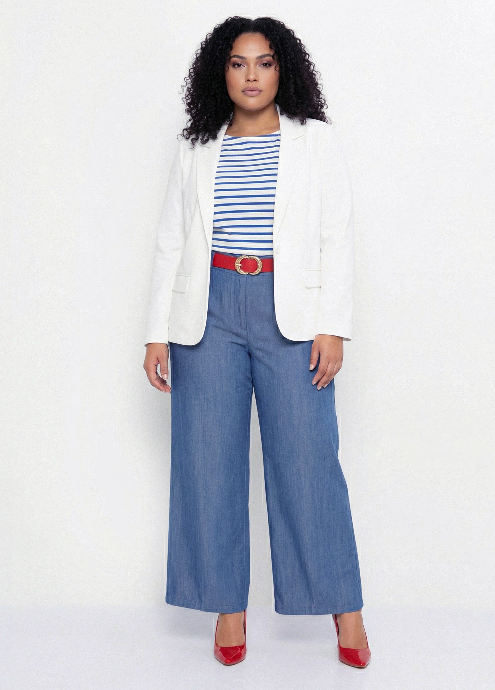 Veste droite boutonnée maille milano unie Femme Grande Taille Blanc TISSERAND SI1