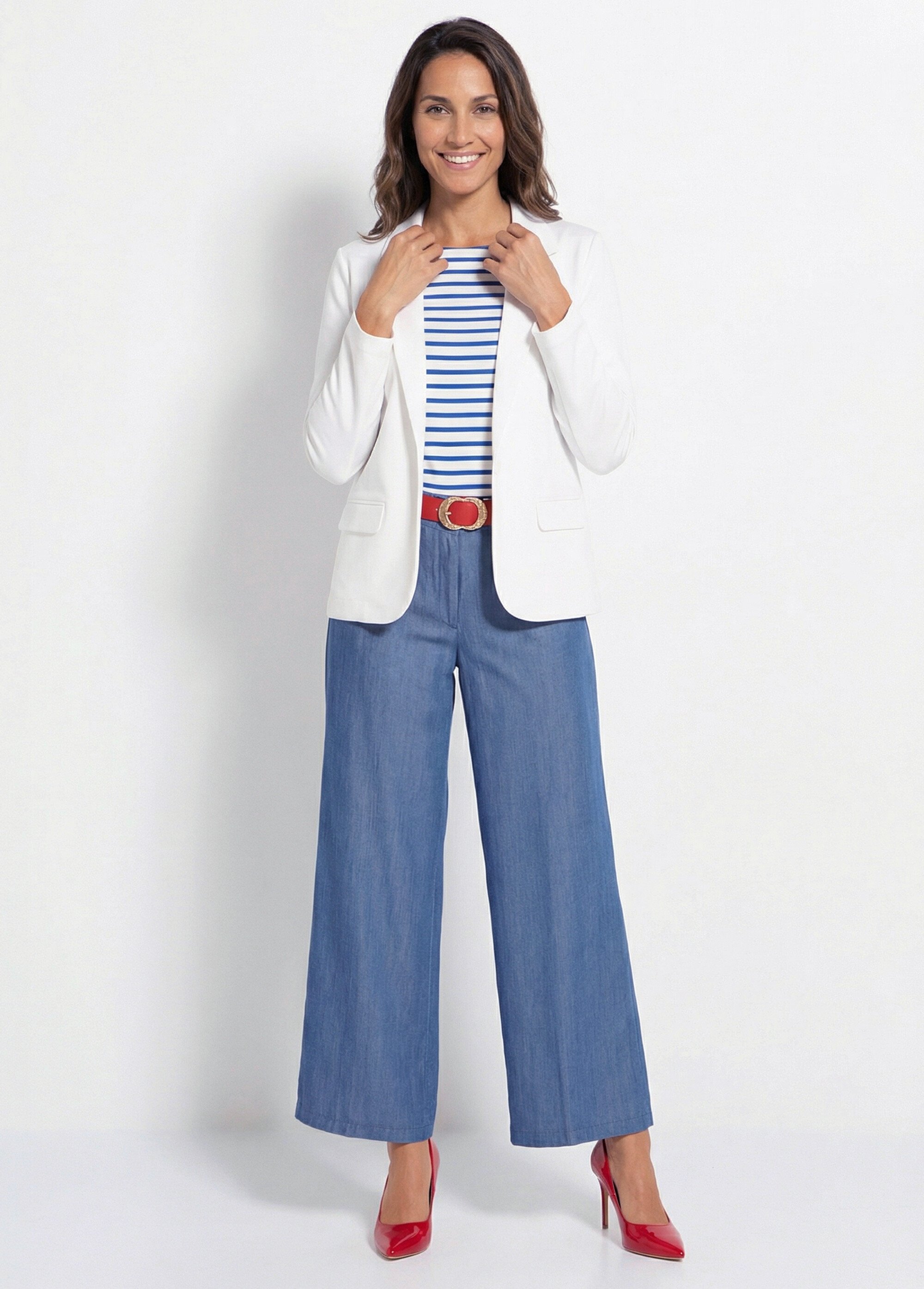 Veste droite boutonnée maille milano unie Femme Blanc TISSERAND SI1
