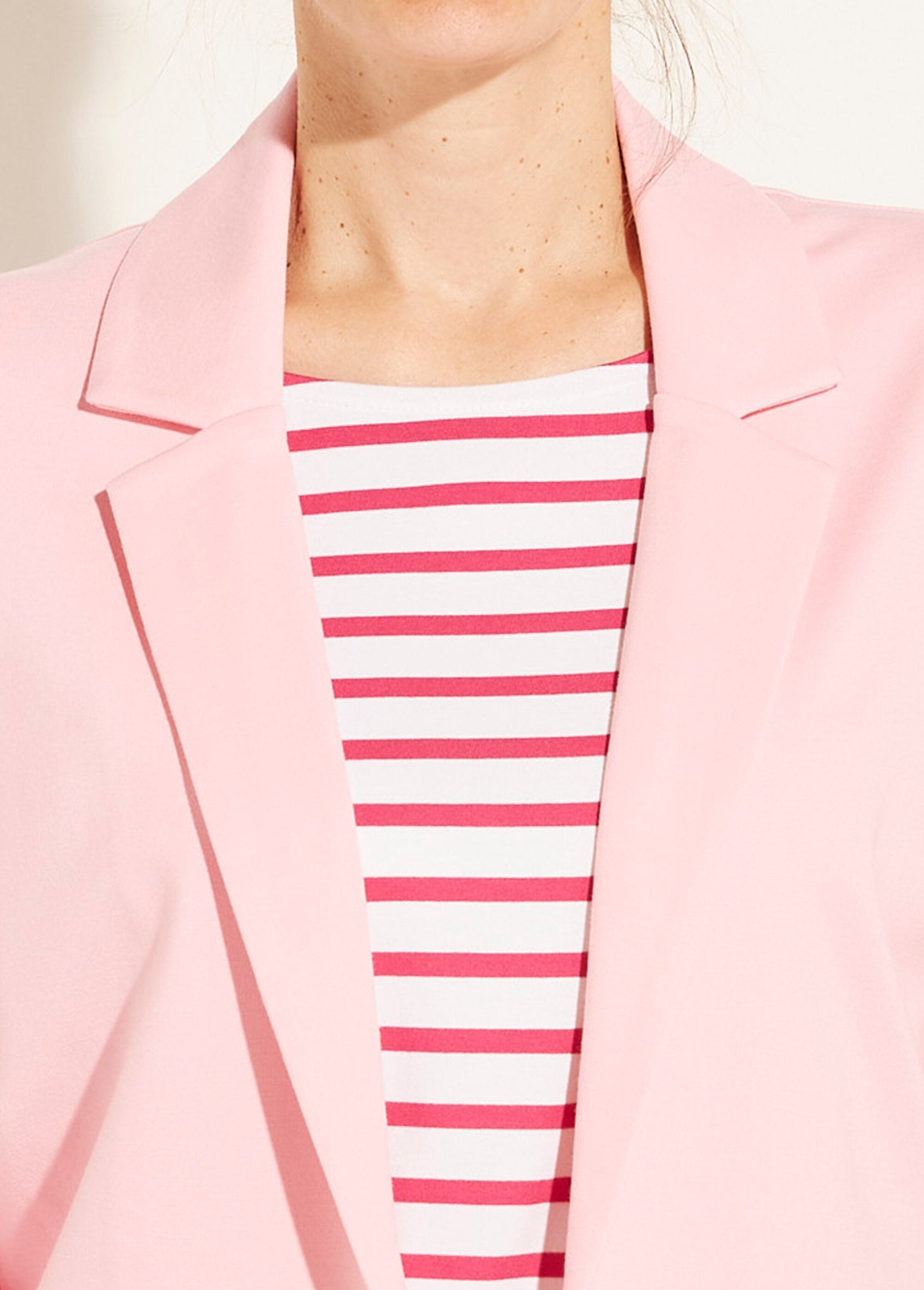 Veste droite boutonnée maille milano unie Femme ROSE BONBON TISSERAND DE1