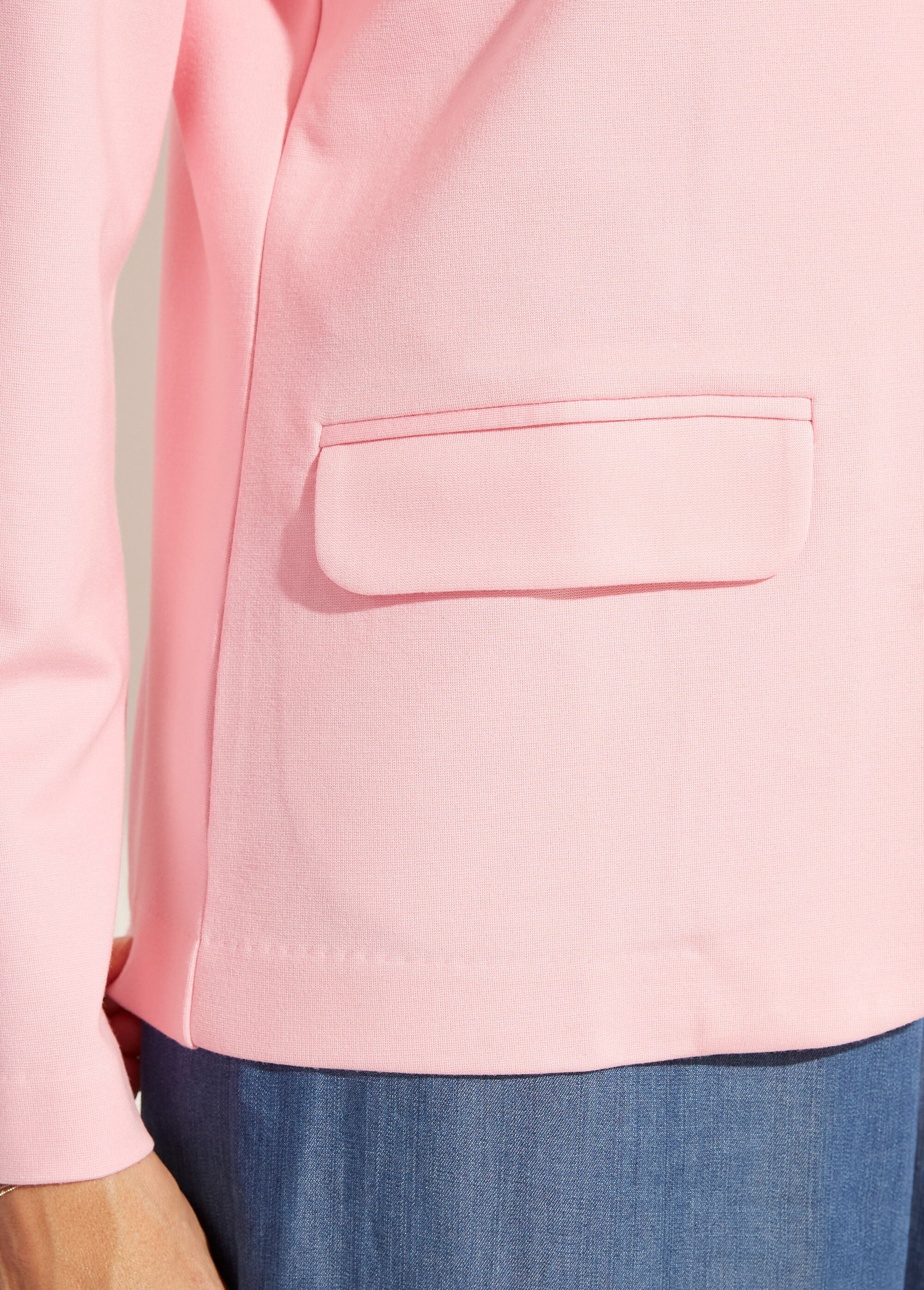 Veste droite boutonnée maille milano unie Femme ROSE BONBON TISSERAND DE2