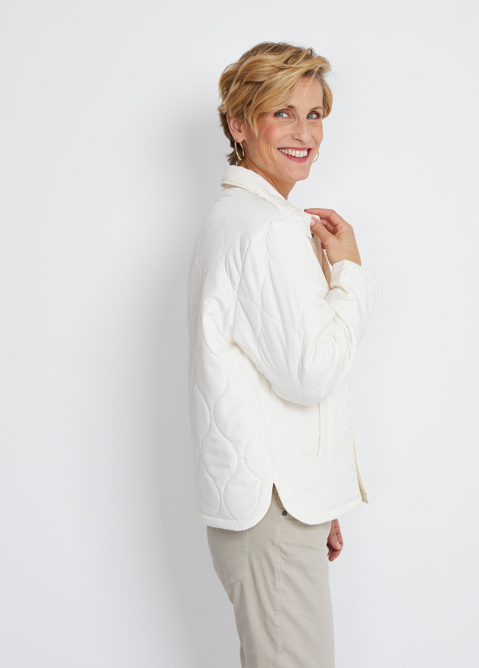 Veste courte matelassée pressionnée Femme Beige TROPIQUE DR1