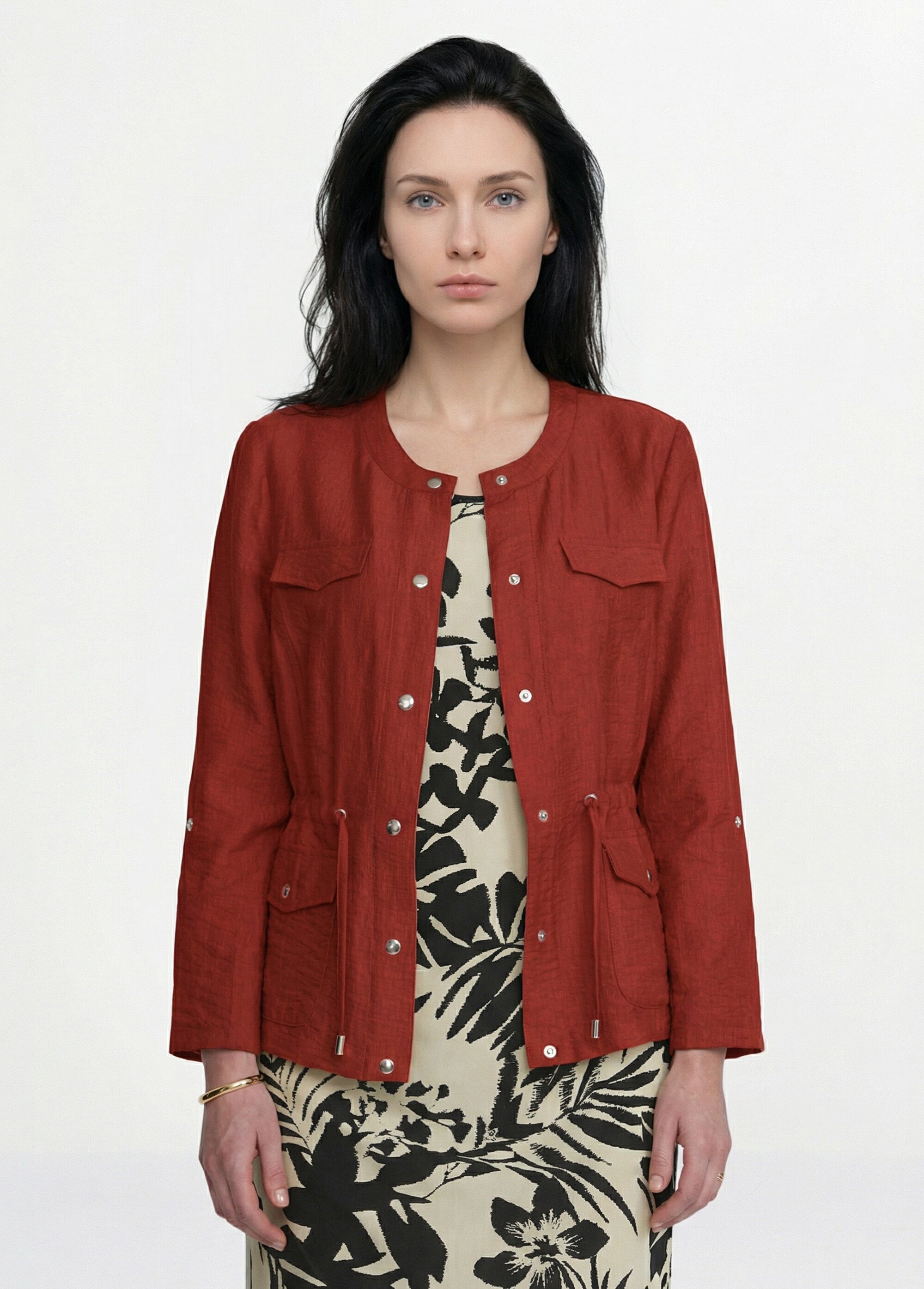 Veste saharienne sans col manches longues Femme Orange TOUAREG FA1