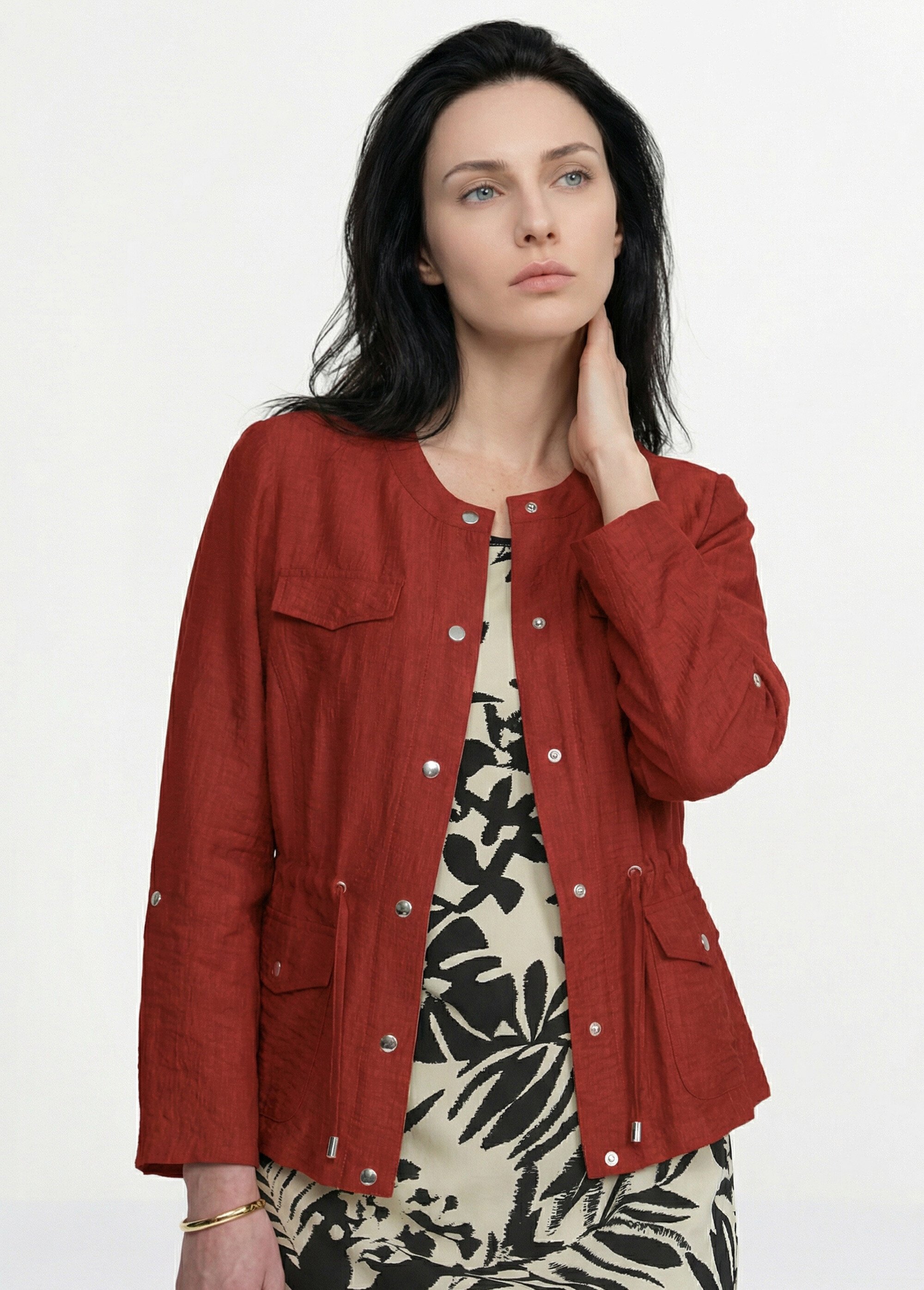 Veste saharienne sans col manches longues Femme Orange TOUAREG MV1