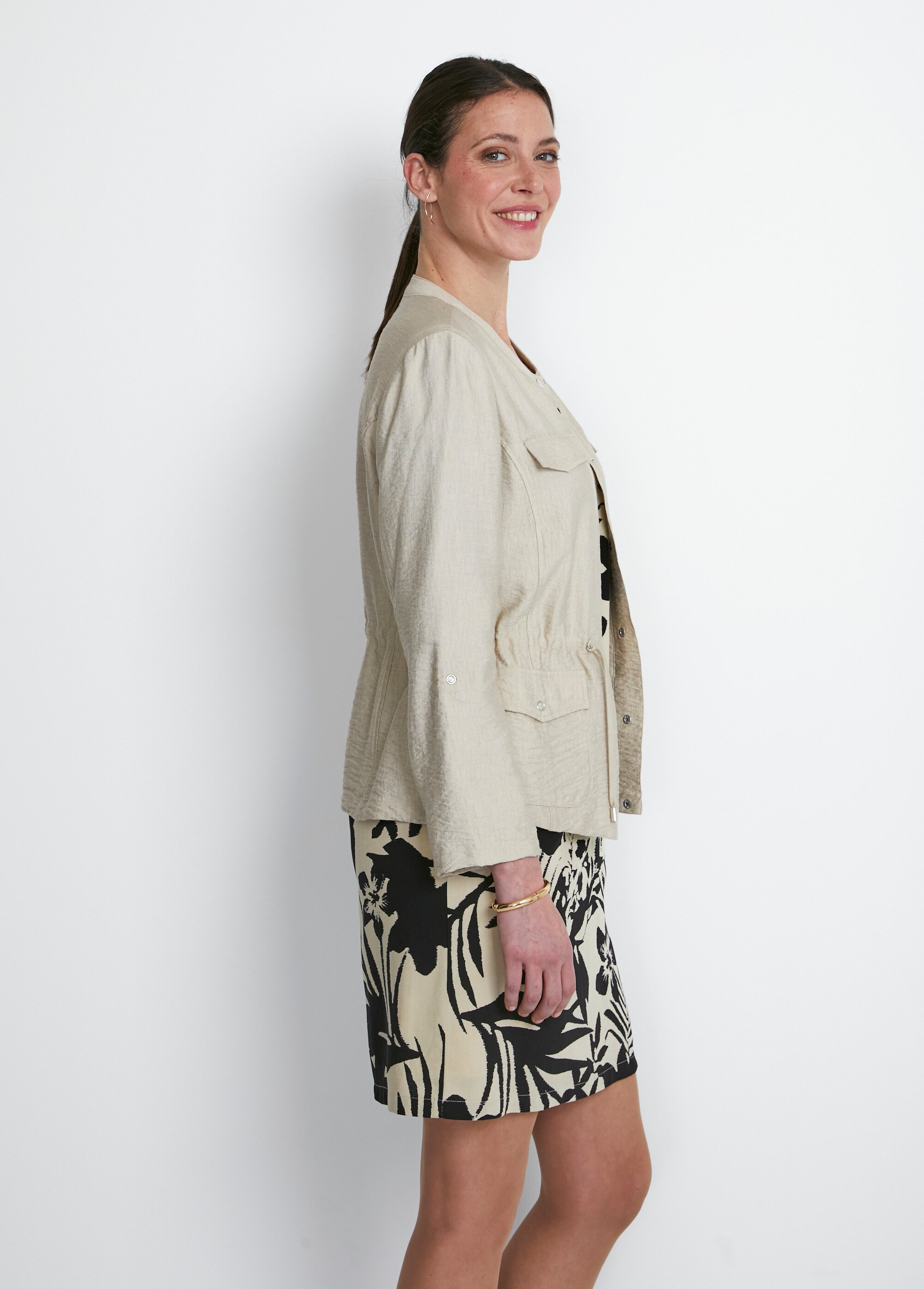 Veste saharienne sans col manches longues Femme Beige TOUAREG DR1