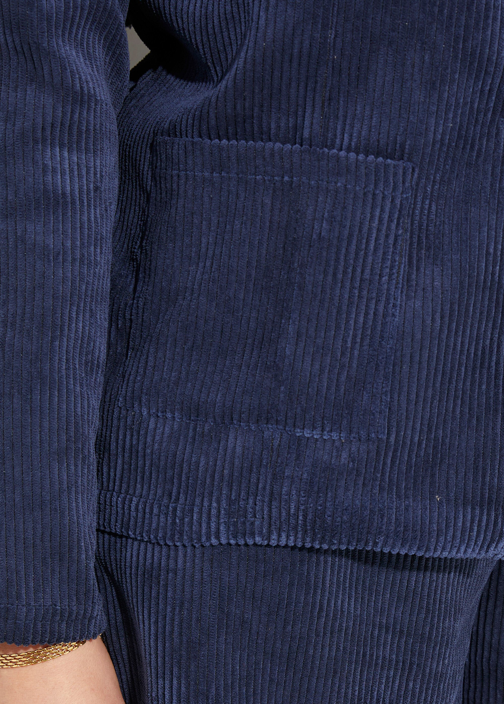 Veste velours grosses cotes, col tailleur Femme Bleu TM-JOUR DE2