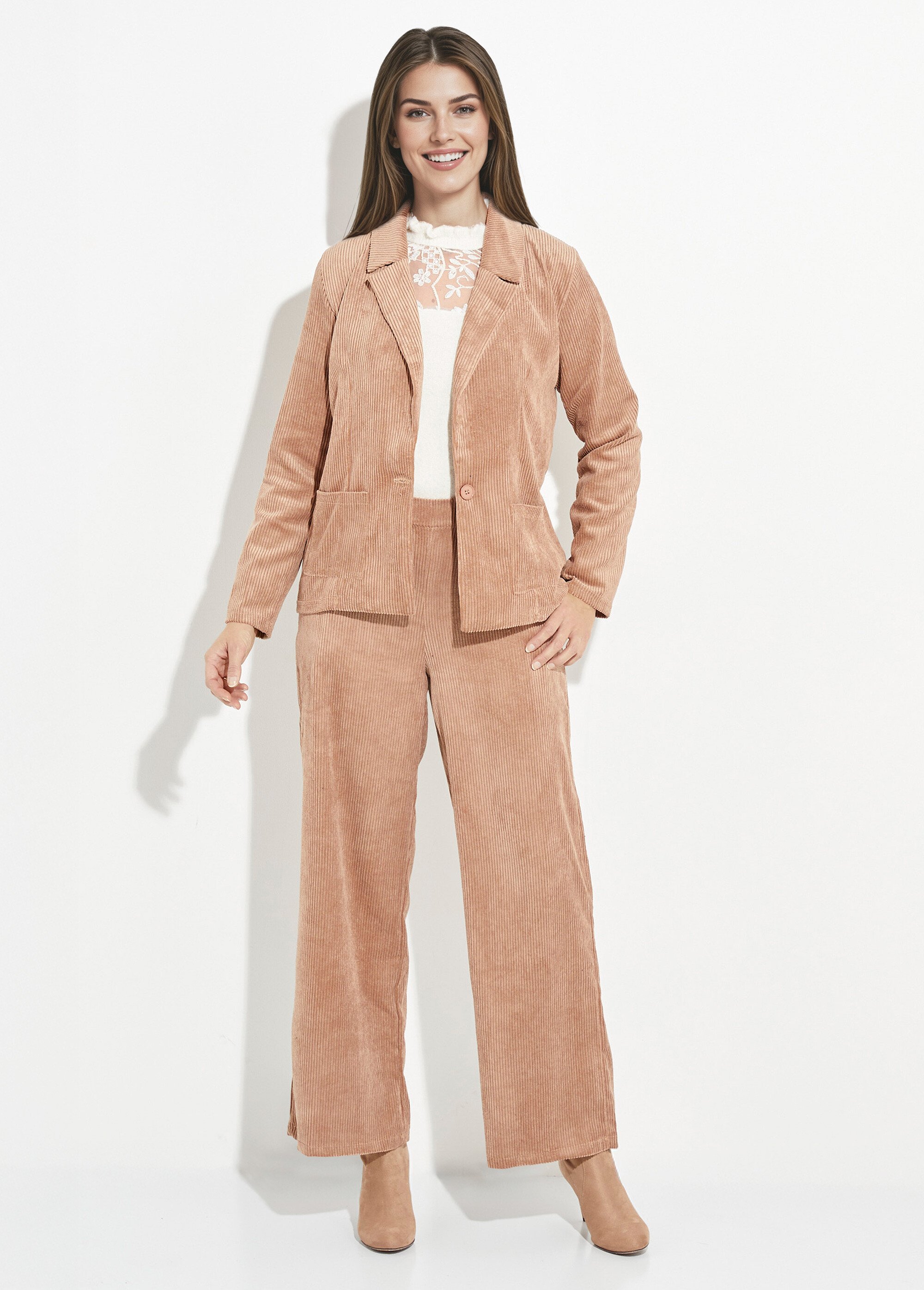 Veste velours grosses cotes, col tailleur Femme Marron TM-JOUR SF1