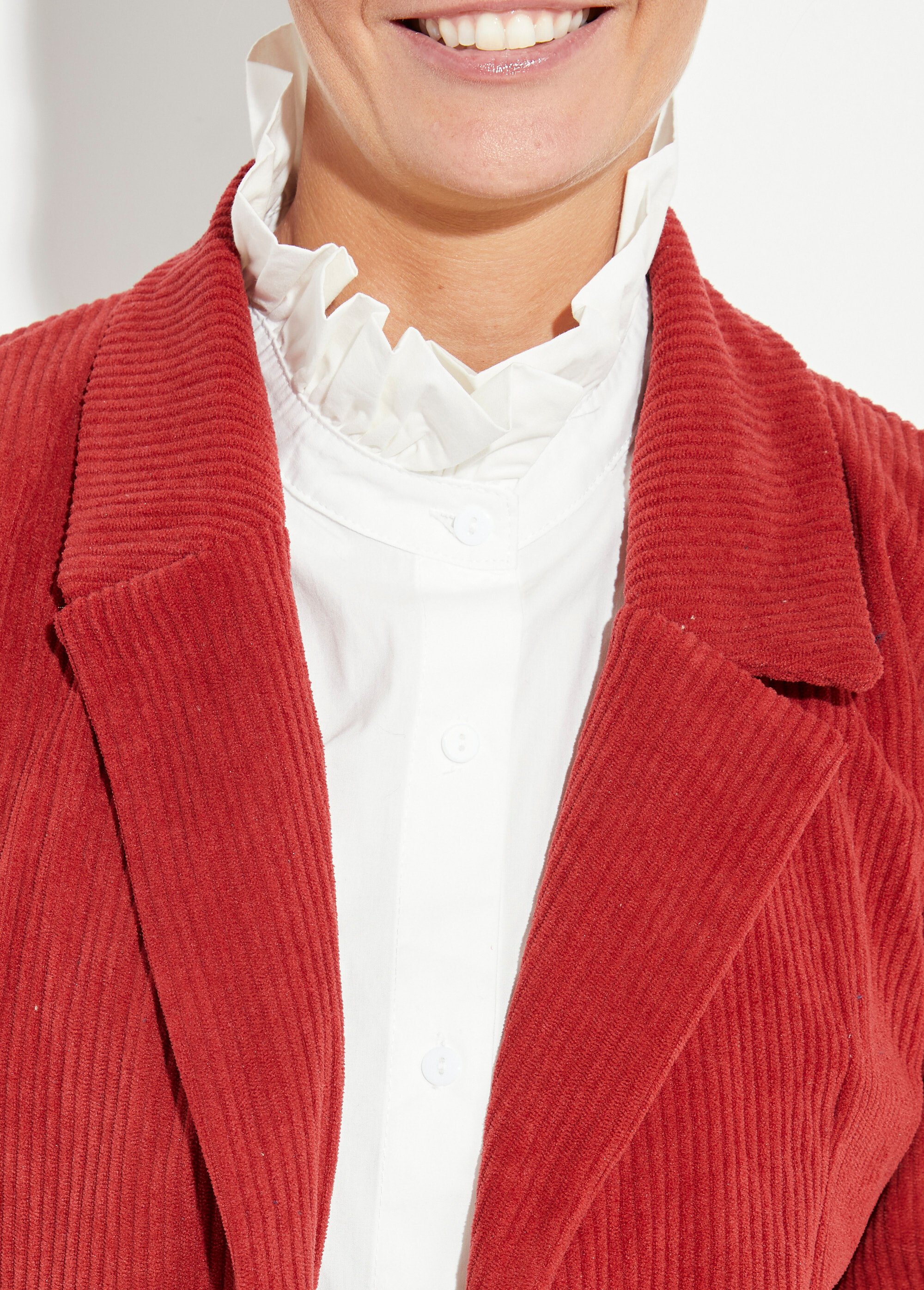 Veste velours grosses cotes, col tailleur Femme Rouge TM-JOUR DE1