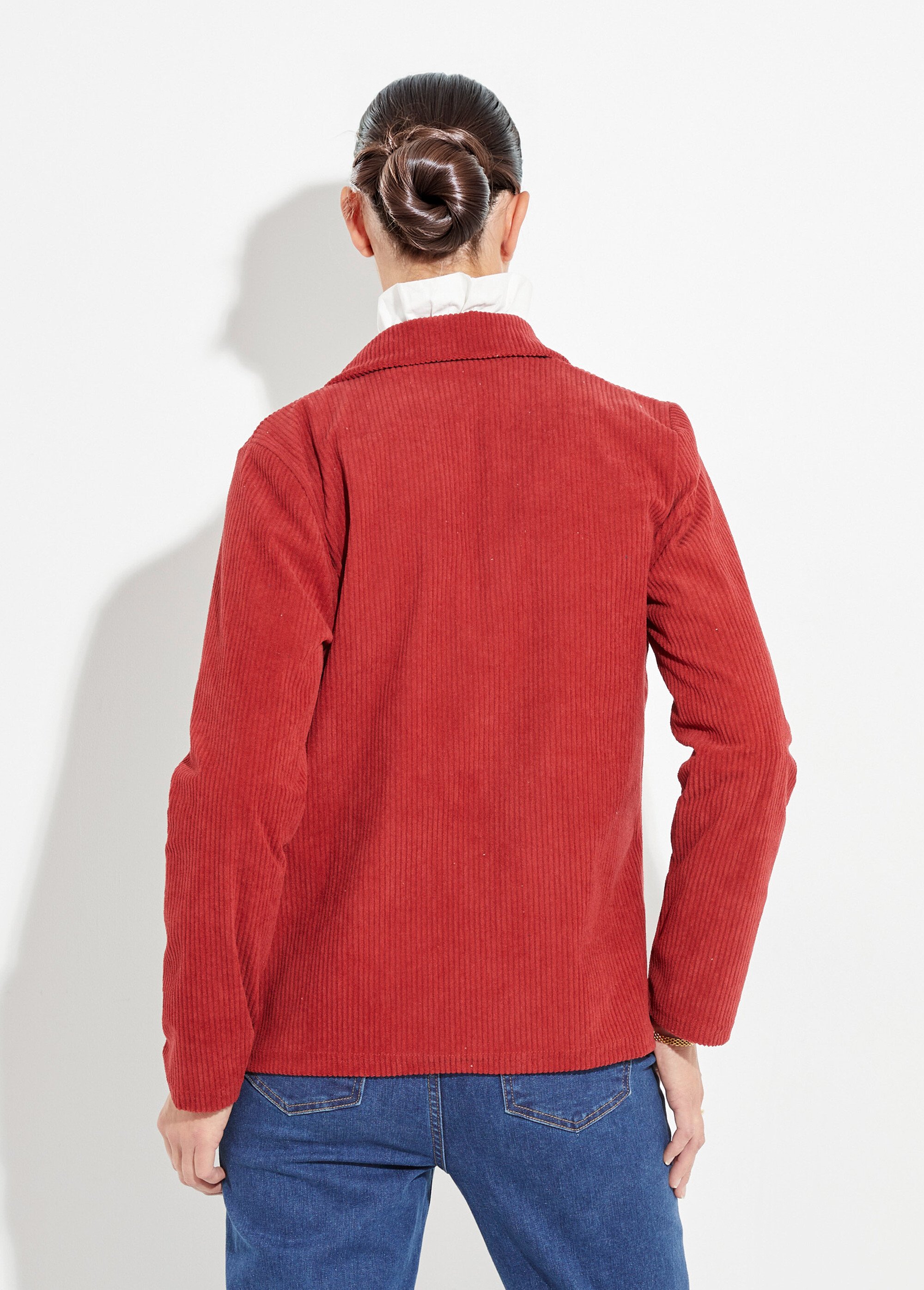 Veste velours grosses cotes, col tailleur Femme Rouge TM-JOUR DO1